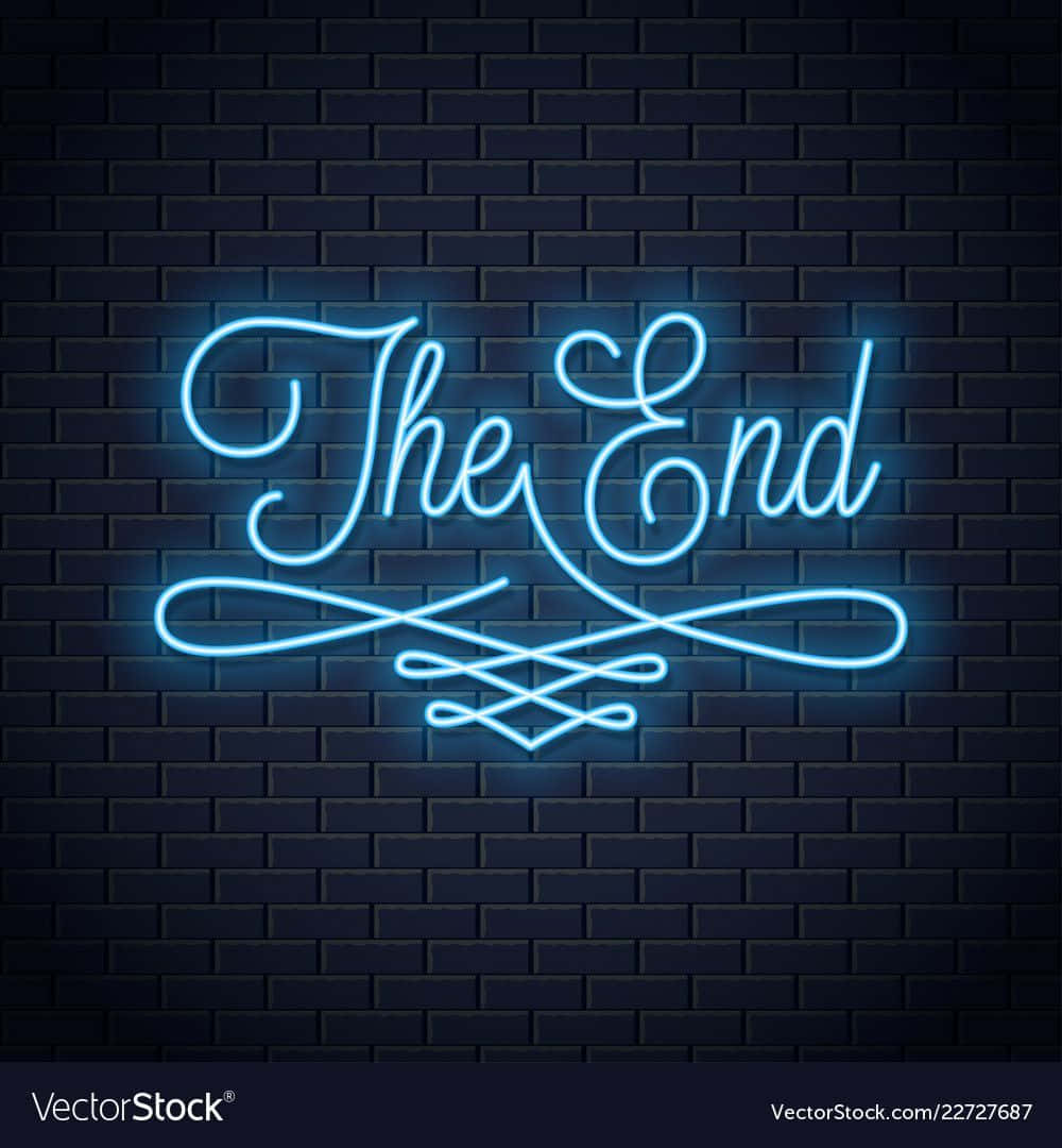 The End, neon sign, blue, SD Phone Wallpaper