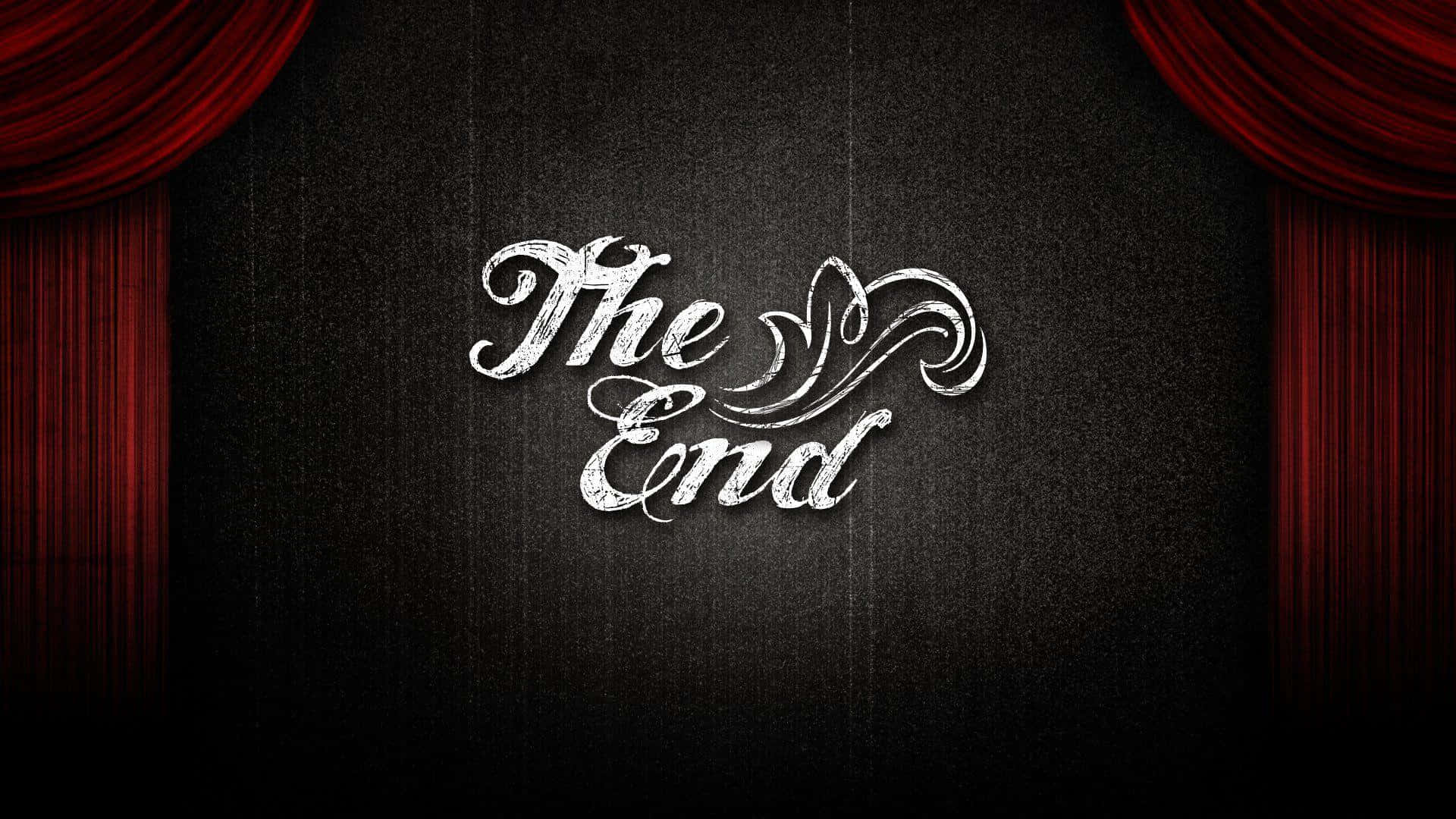The End, white cursive, dark wooden stage, Full HD Desktop Wallpaper