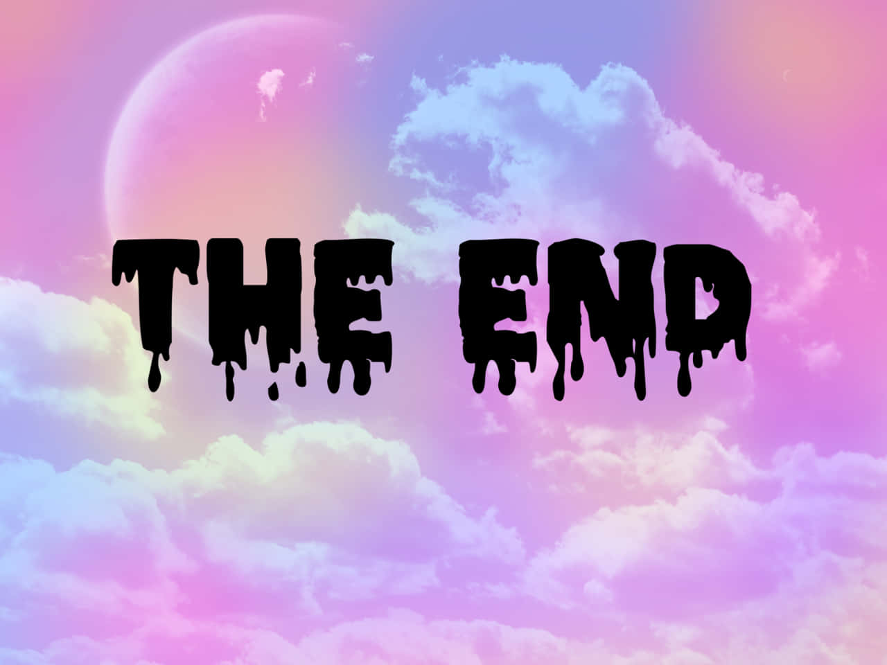 THE END, pink and purple sky, pastel sky, HD Desktop Wallpaper