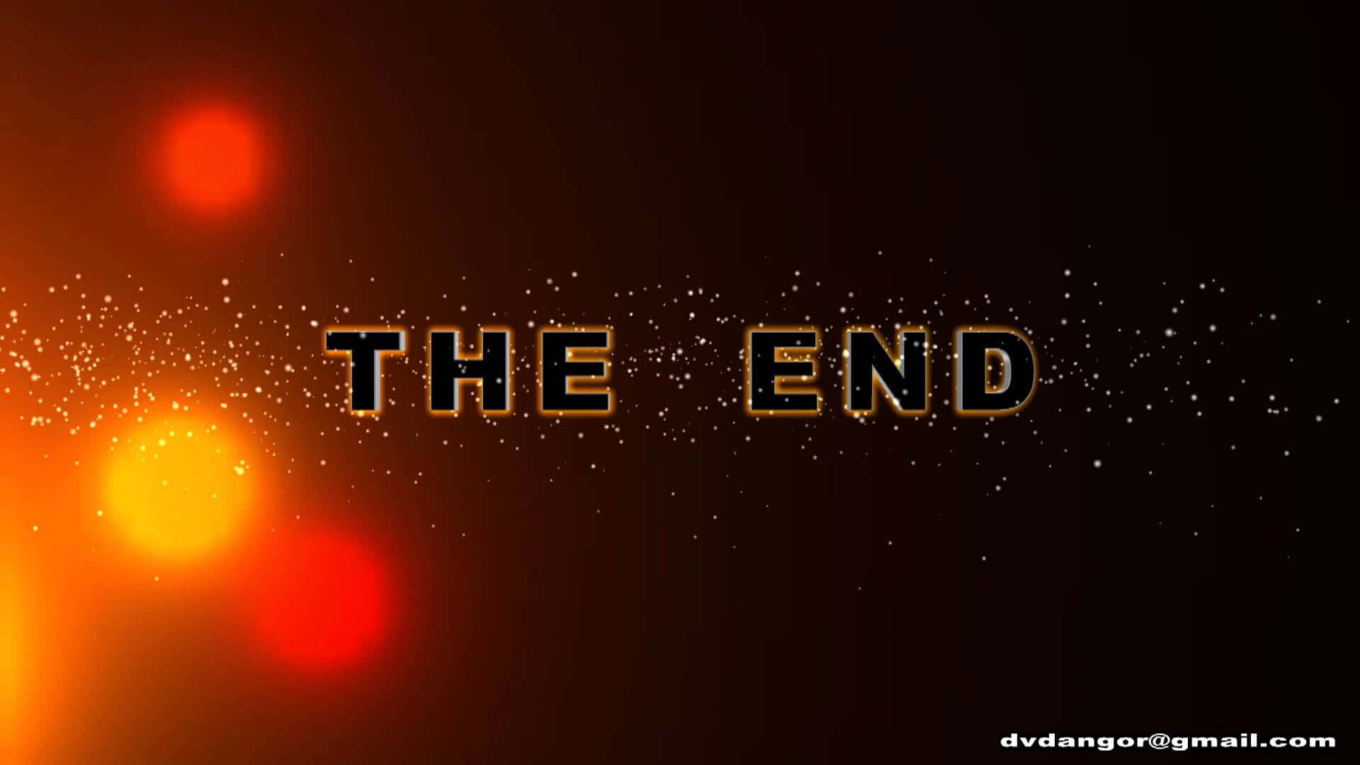 The End, golden outlined text, dark background, Full HD Desktop Wallpaper