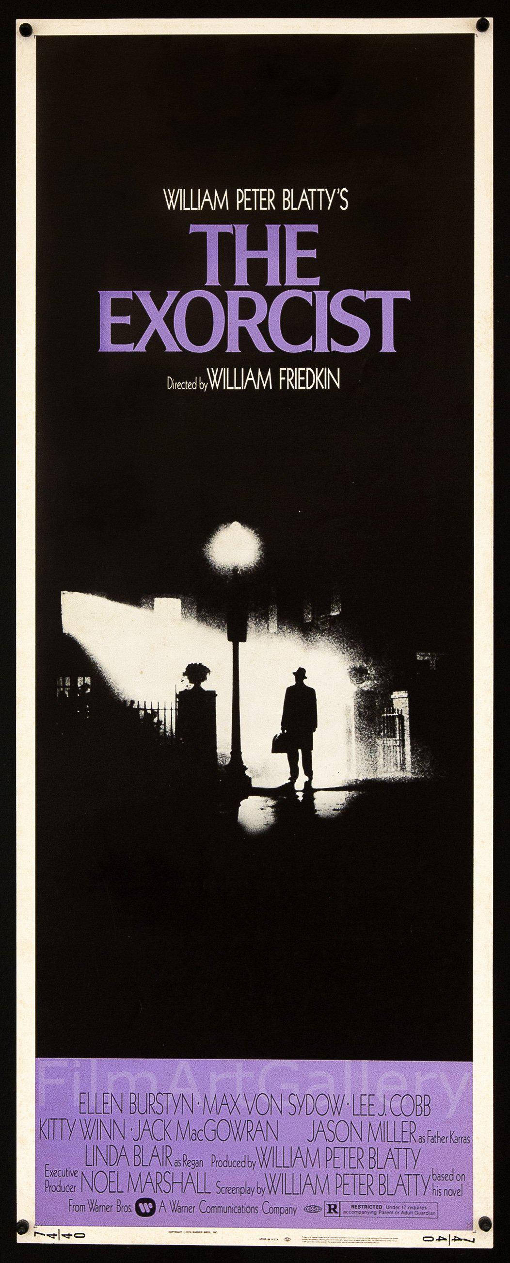 The Exorcist, long movie poster, black and white, 2K Phone Wallpaper