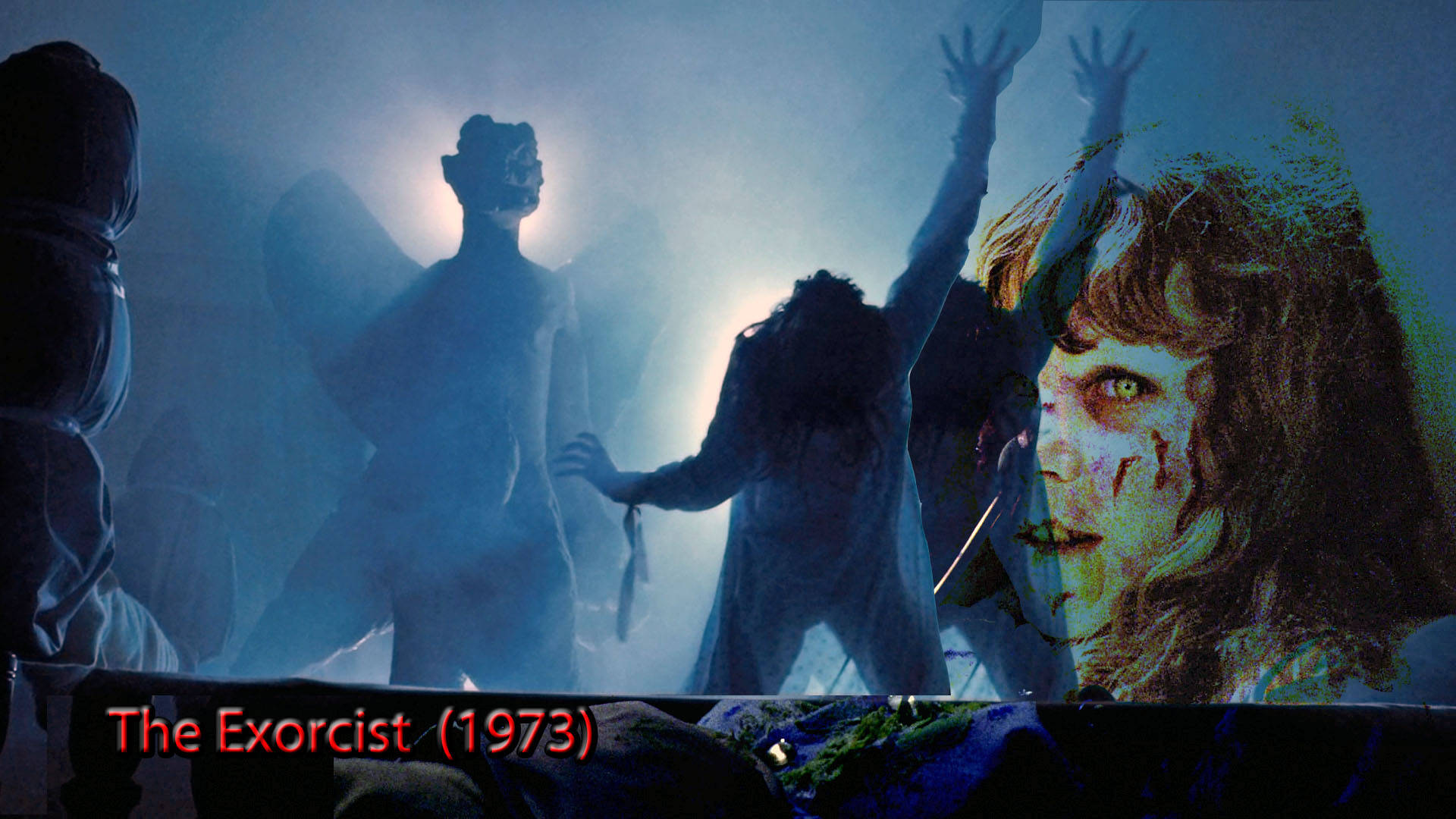The Exorcist, demonic figures, possessed face, Full HD Desktop Wallpaper