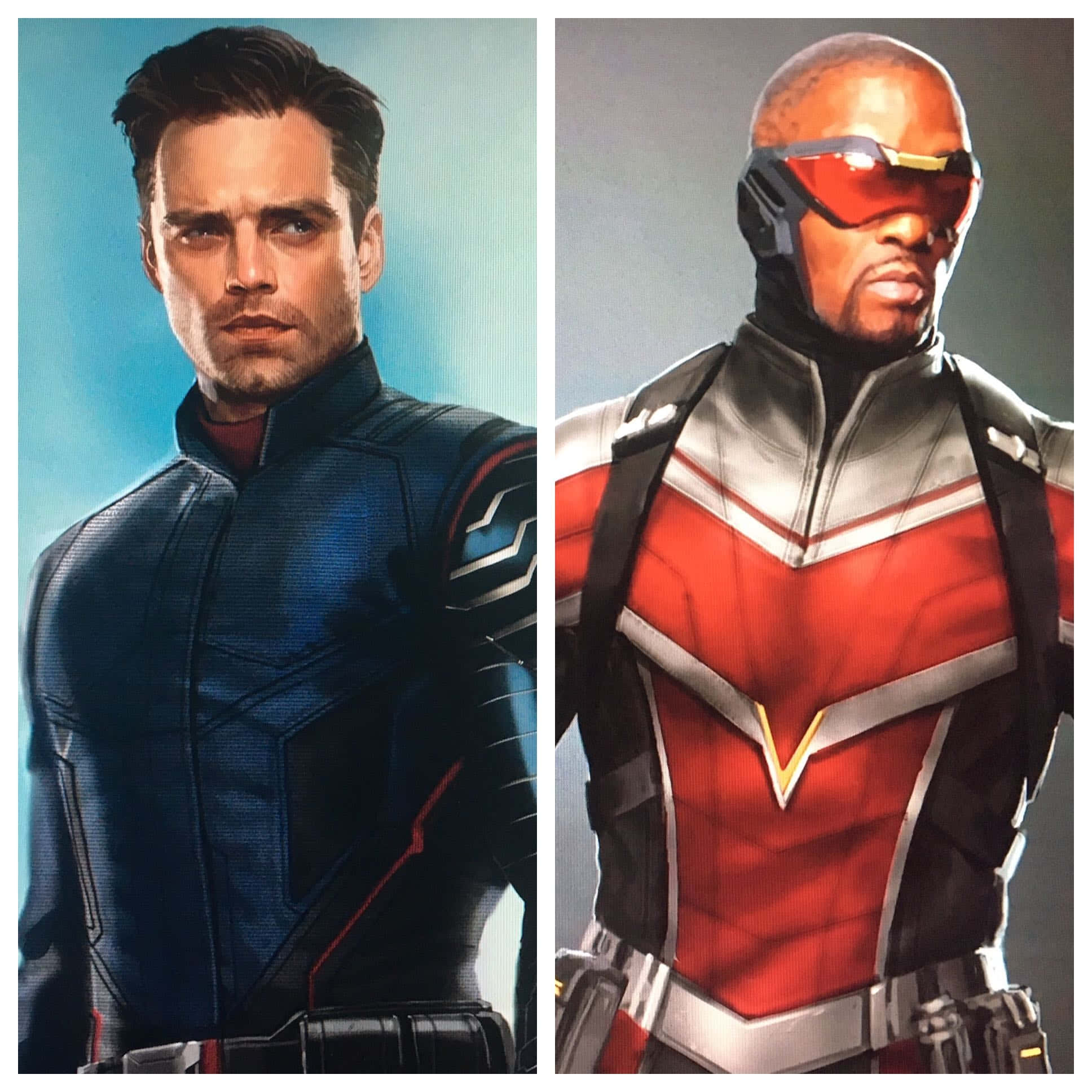 The Falcon and the Winter Soldier, blue armor, red and silver suit, Full HD Desktop Wallpaper