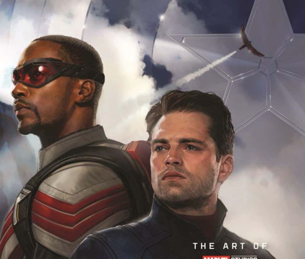 The Falcon and the Winter Soldier, star-shaped shield, jet trail, SD Desktop Wallpaper