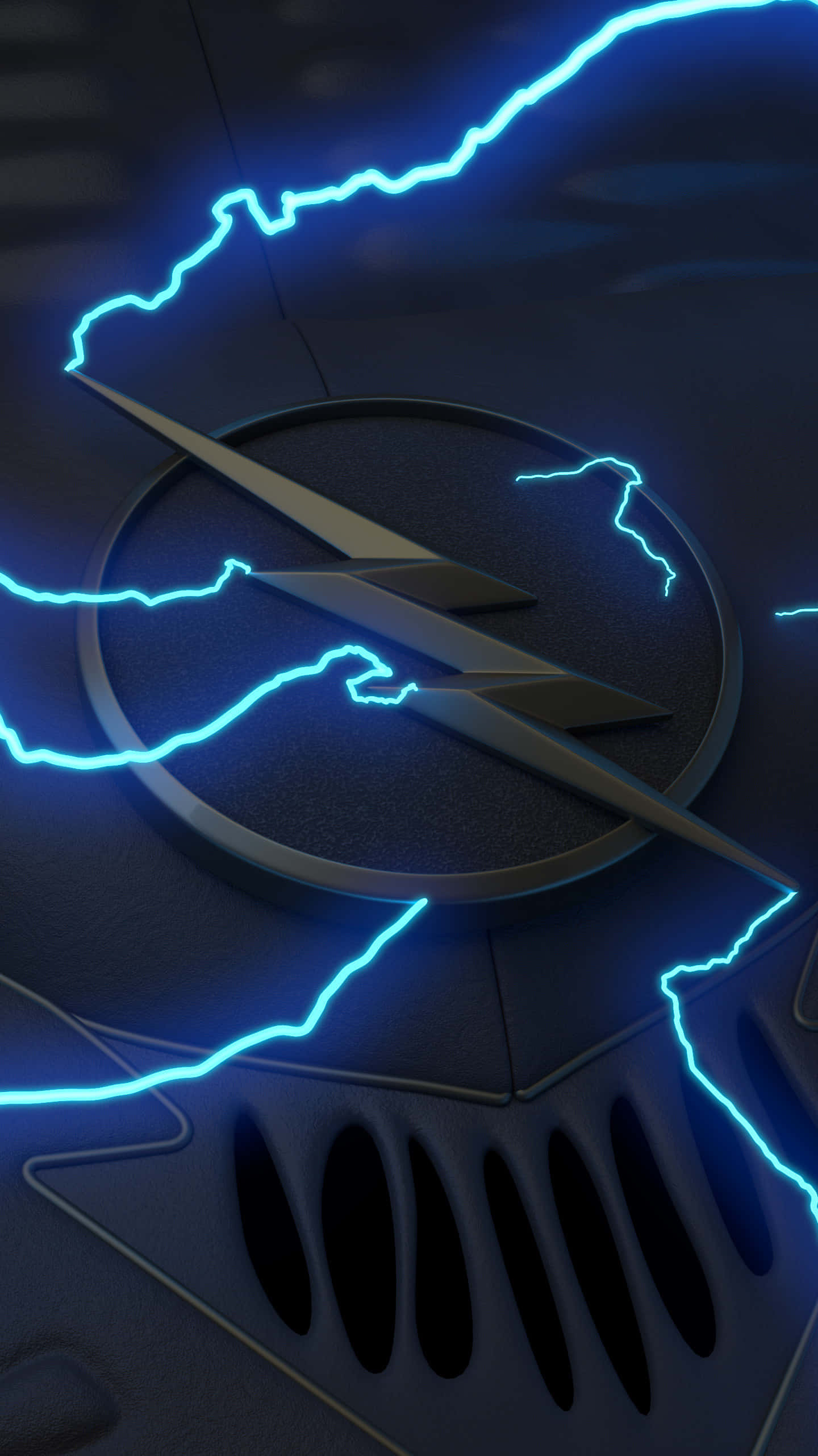 The Flash Logo, lightning bolt, glowing blue, 2K Phone Wallpaper