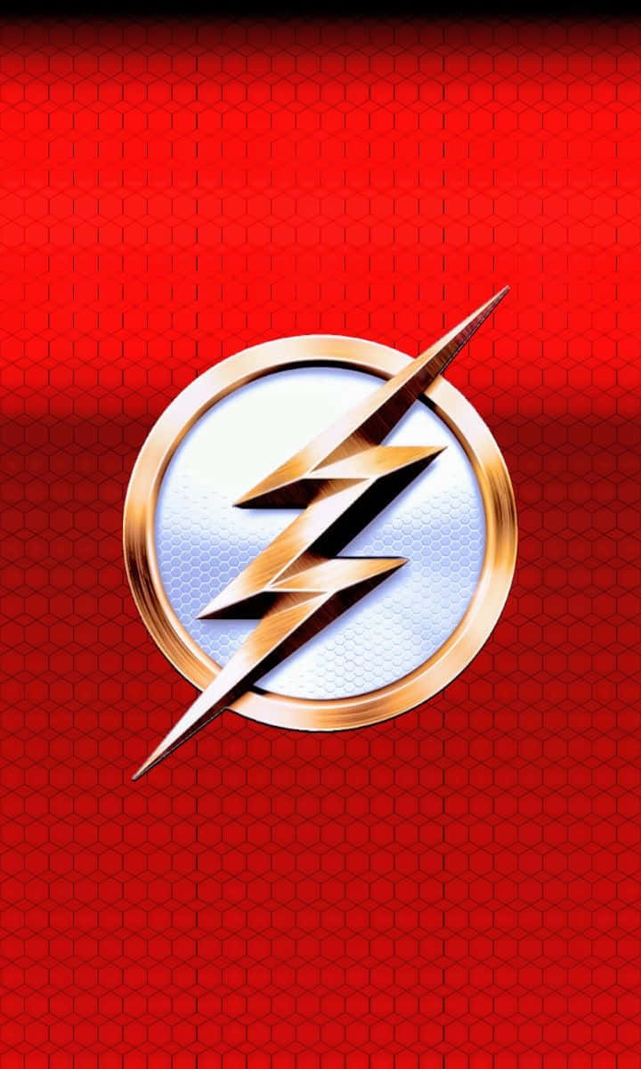 The Flash, metallic gold lightning bolt, white circle, SD Phone Wallpaper