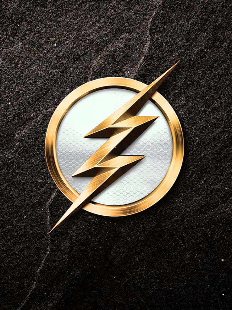 The Flash, golden logo, black background, SD Phone Wallpaper