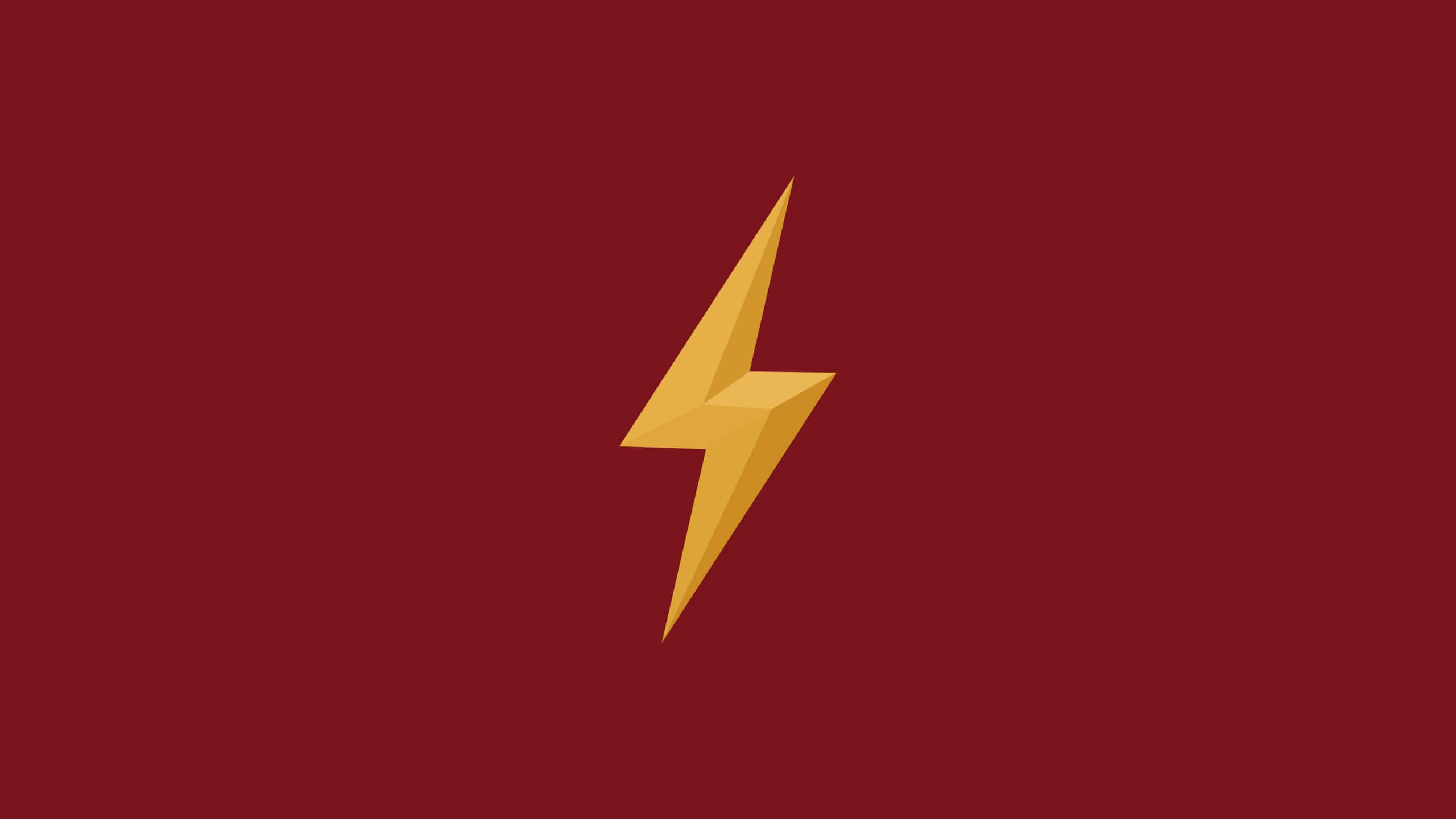 The Flash Logo, golden lightning bolt, deep red background, 2K Desktop Wallpaper