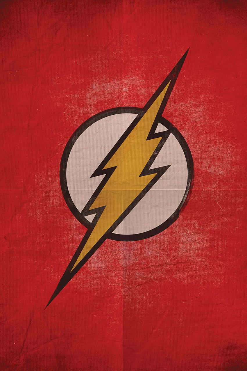 The Flash Logo, red background, yellow lightning bolt, SD Phone Wallpaper