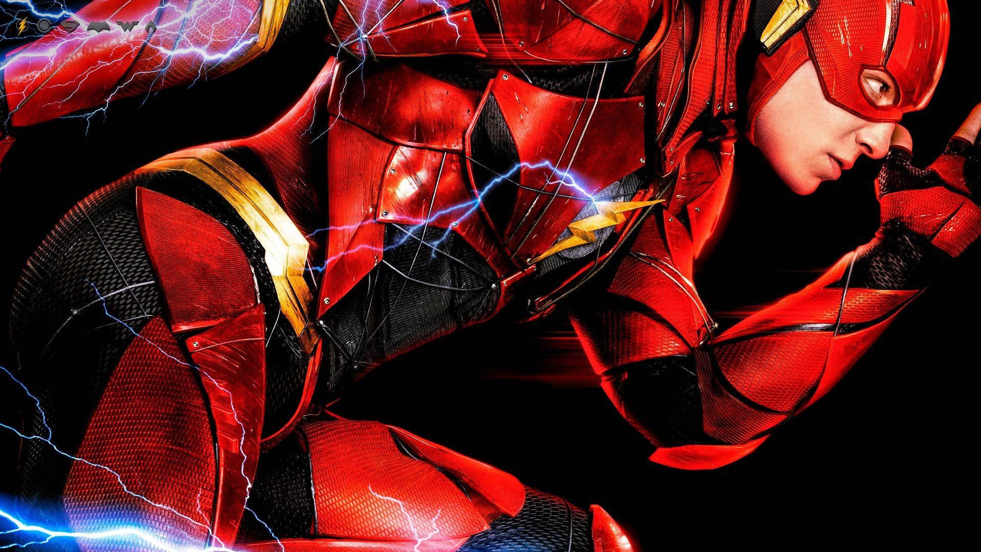 The Flash Movie, red and gold suit, electric blue lightning, Full HD Desktop Wallpaper