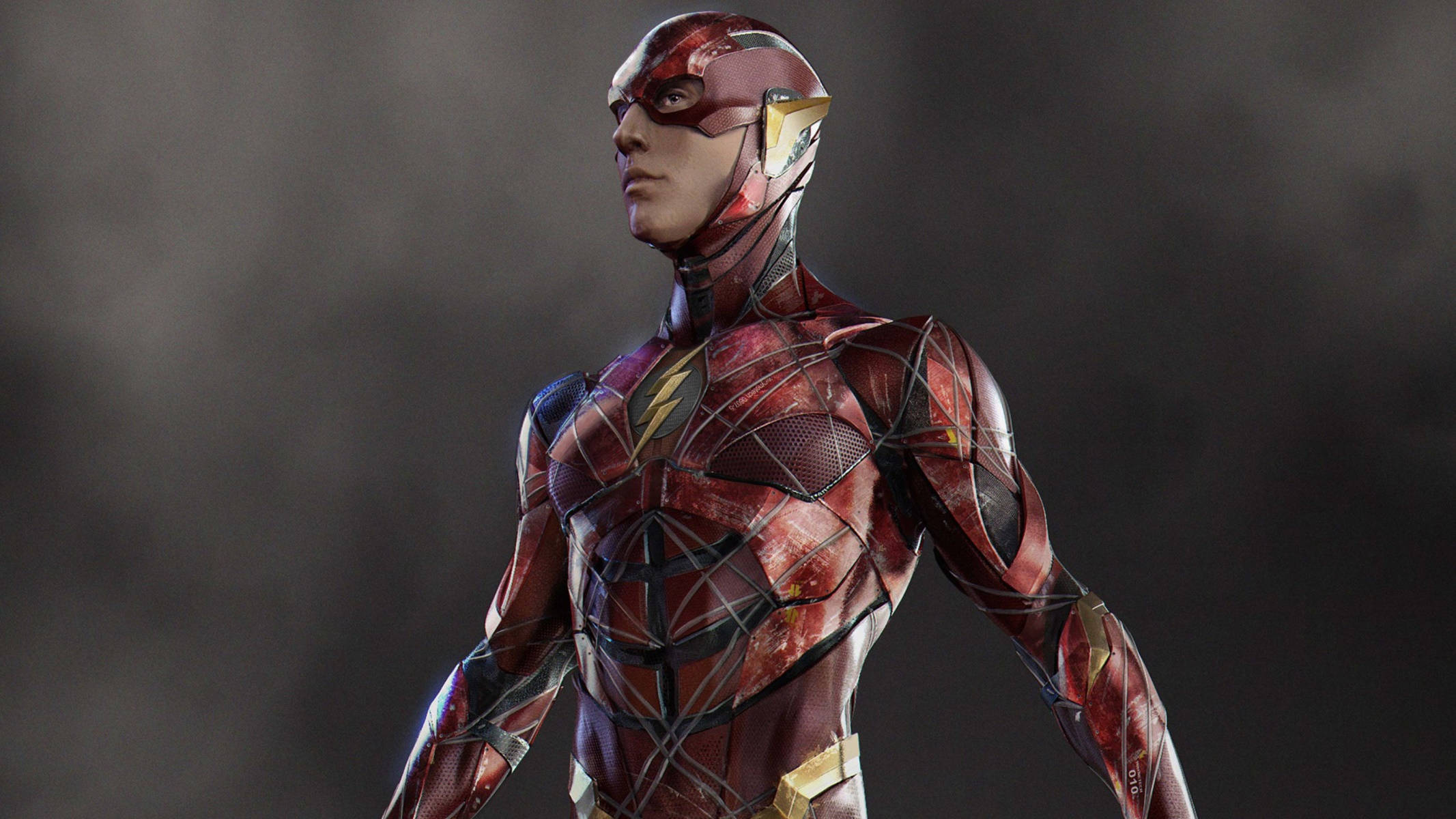 The Flash 2023 Movie, red and gold suit, lightning bolt emblem, Full HD Desktop Wallpaper
