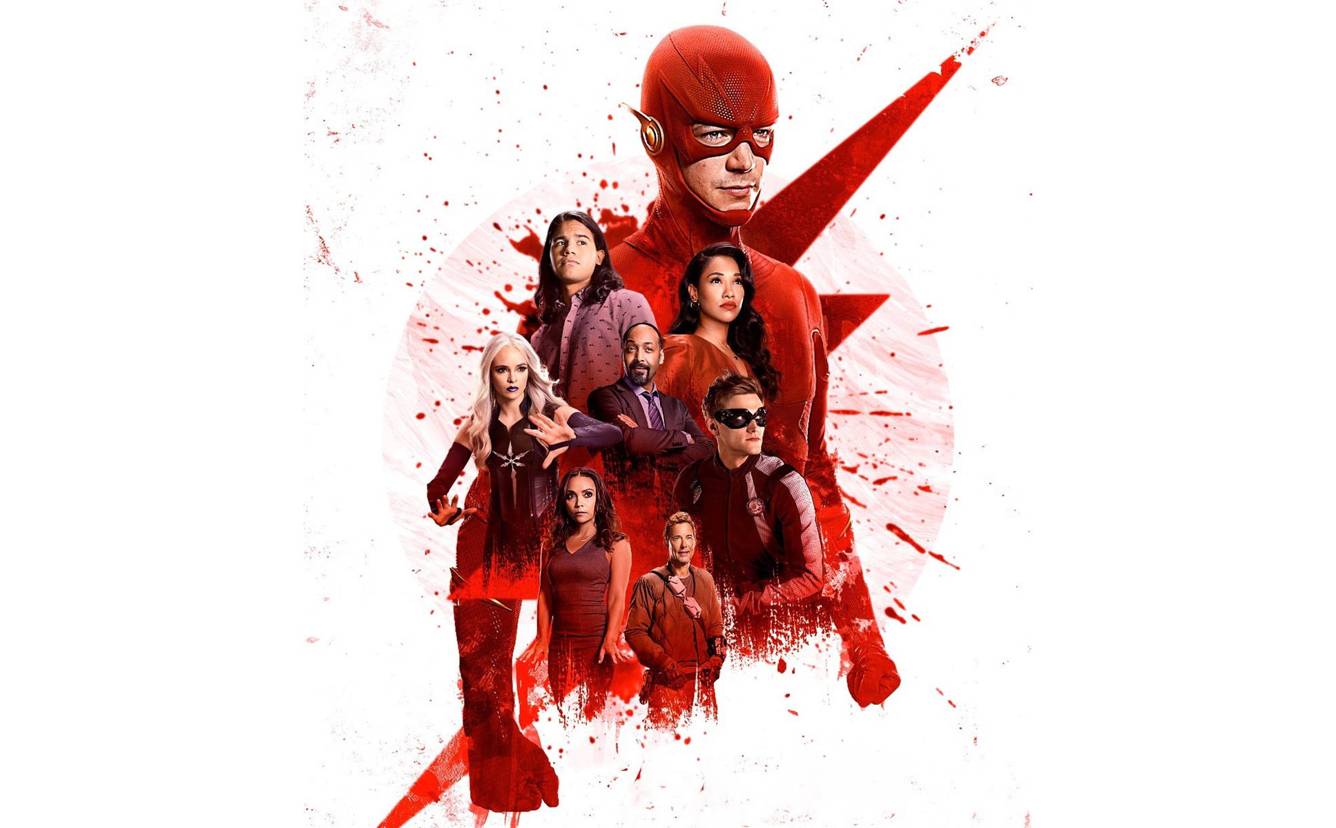 The Flash, red, splattered effects, Full HD Desktop Wallpaper