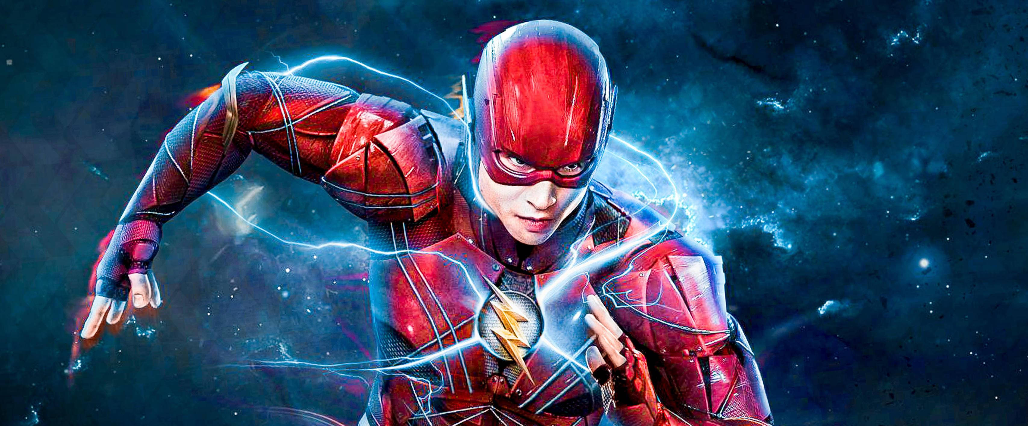 The Flash, red suit, electric blue energy, 2K Desktop Wallpaper