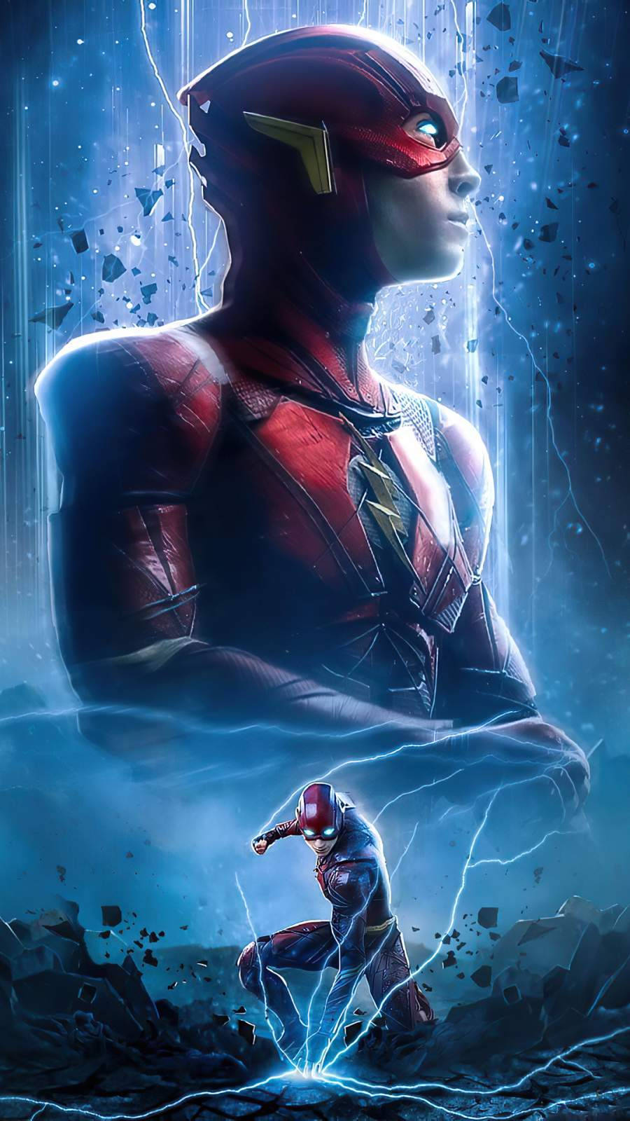 The Flash, lightning, stormy blue void, HD Phone Wallpaper