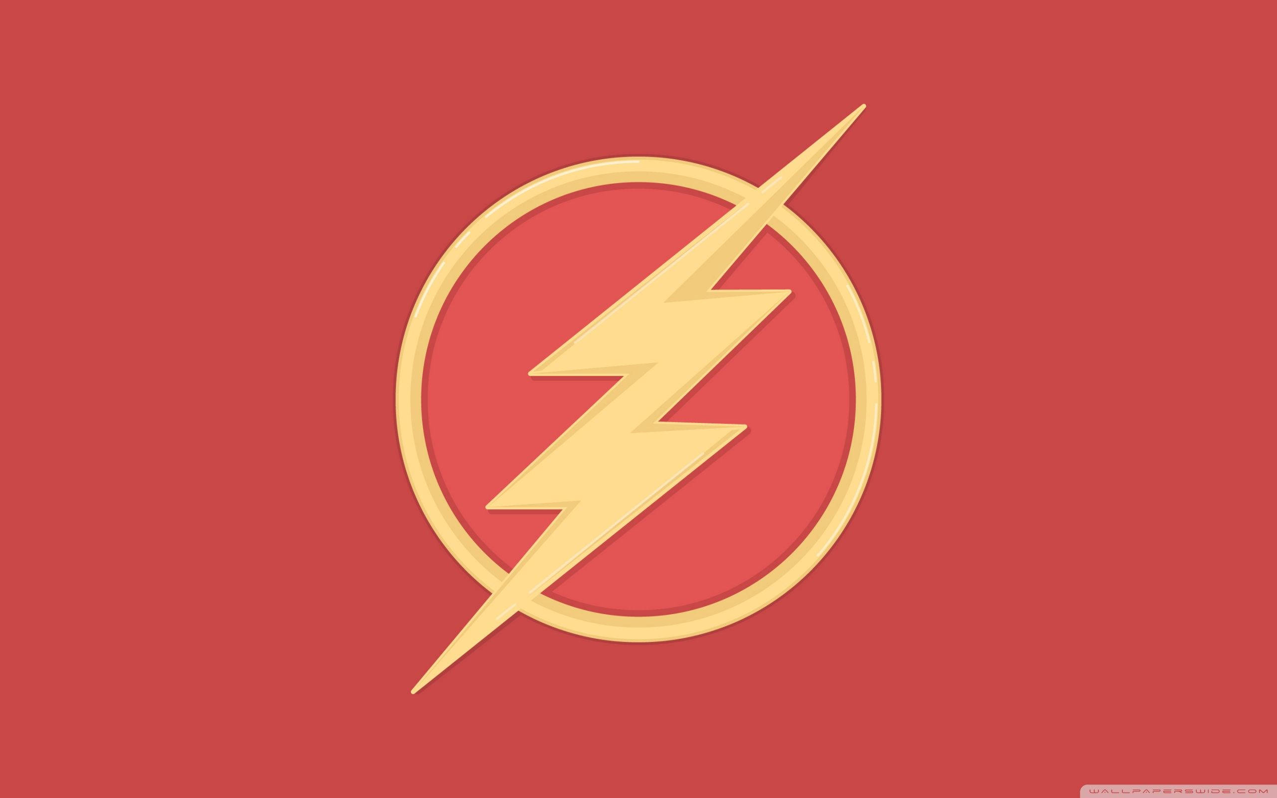 The Flash, yellow lightning bolt, circle, 2K Desktop Wallpaper