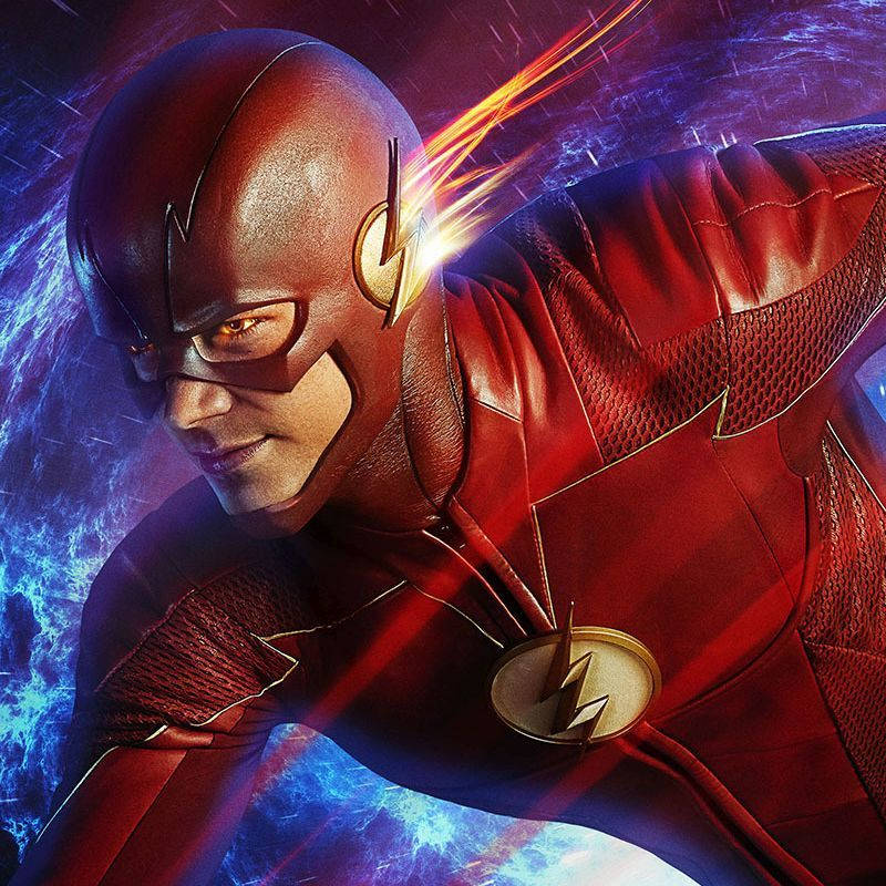 The Flash, red suit, glowing lightning trails, SD Desktop Wallpaper