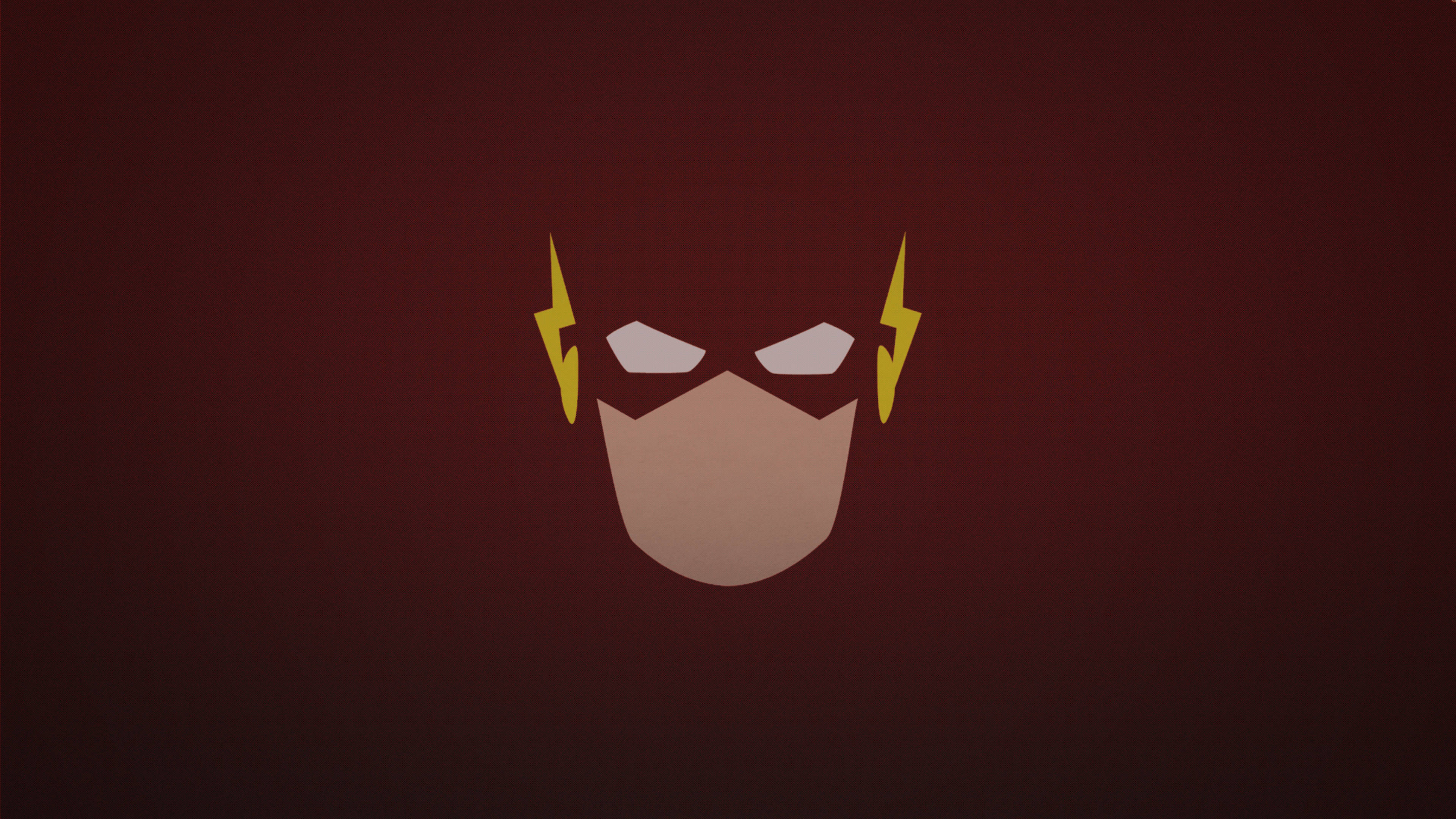 The Flash, minimalist stylized Flash mask, yellow lightning bolts, 4K Desktop Wallpaper