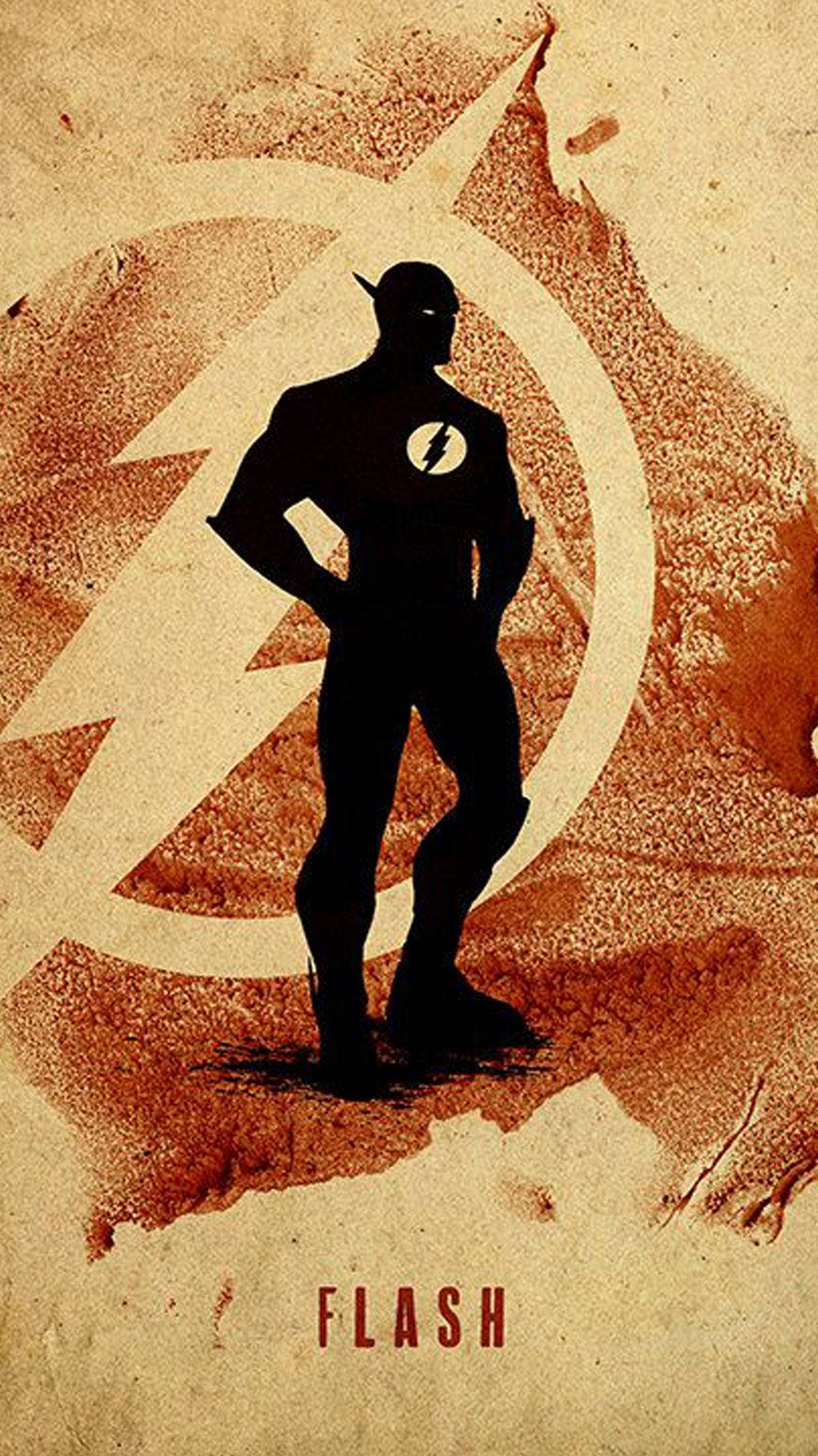 The Flash, black silhouette, sepia background, Full HD Phone Wallpaper