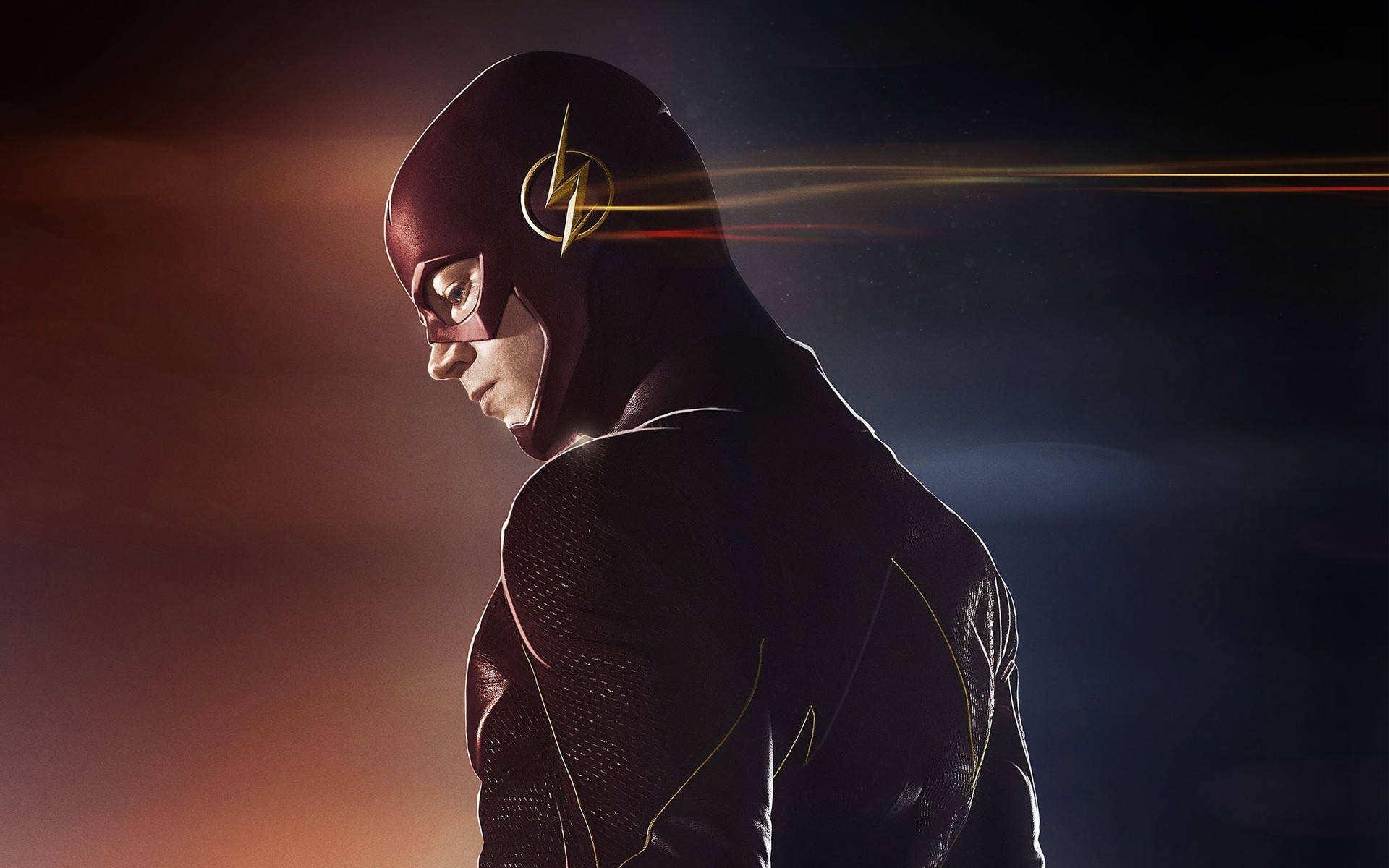 The Flash, gradient sky, glowing light streaks, Full HD Desktop Wallpaper