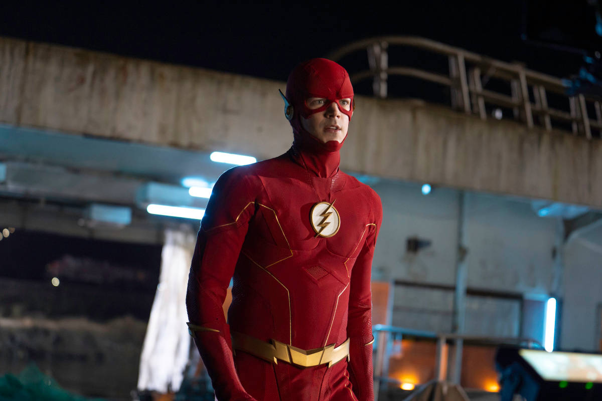 The Flash, red suit, neon lights, SD Desktop Wallpaper