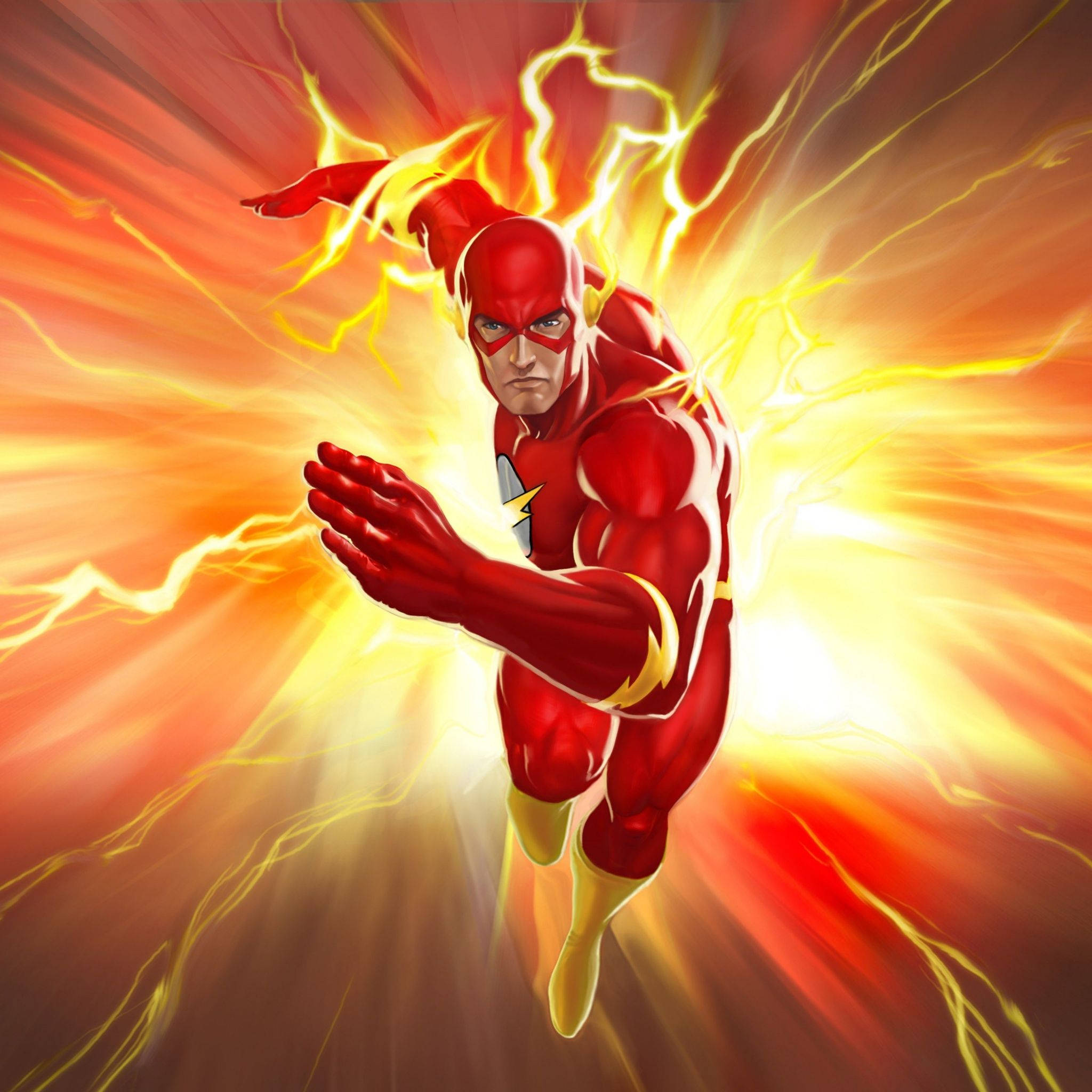 The Flash, red suit, yellow lightning bolts, Full HD Desktop Wallpaper
