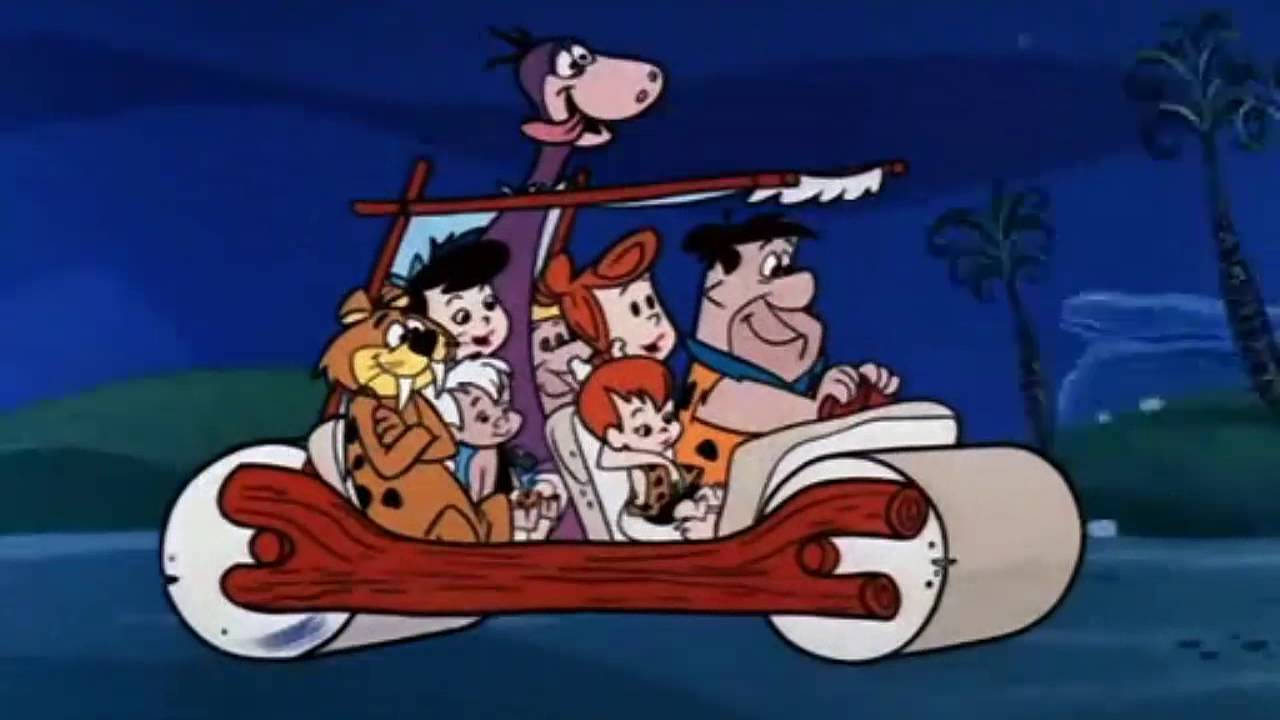 The Flintstones, night car, tropical night scene, HD Desktop Wallpaper