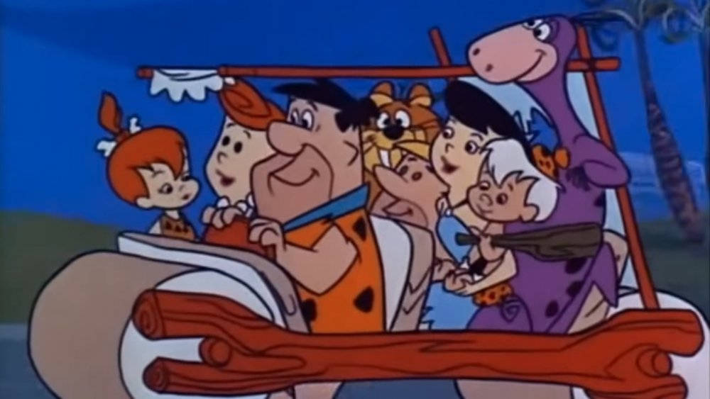 The Flintstones, stone-age car, twilight sky, SD Desktop Wallpaper