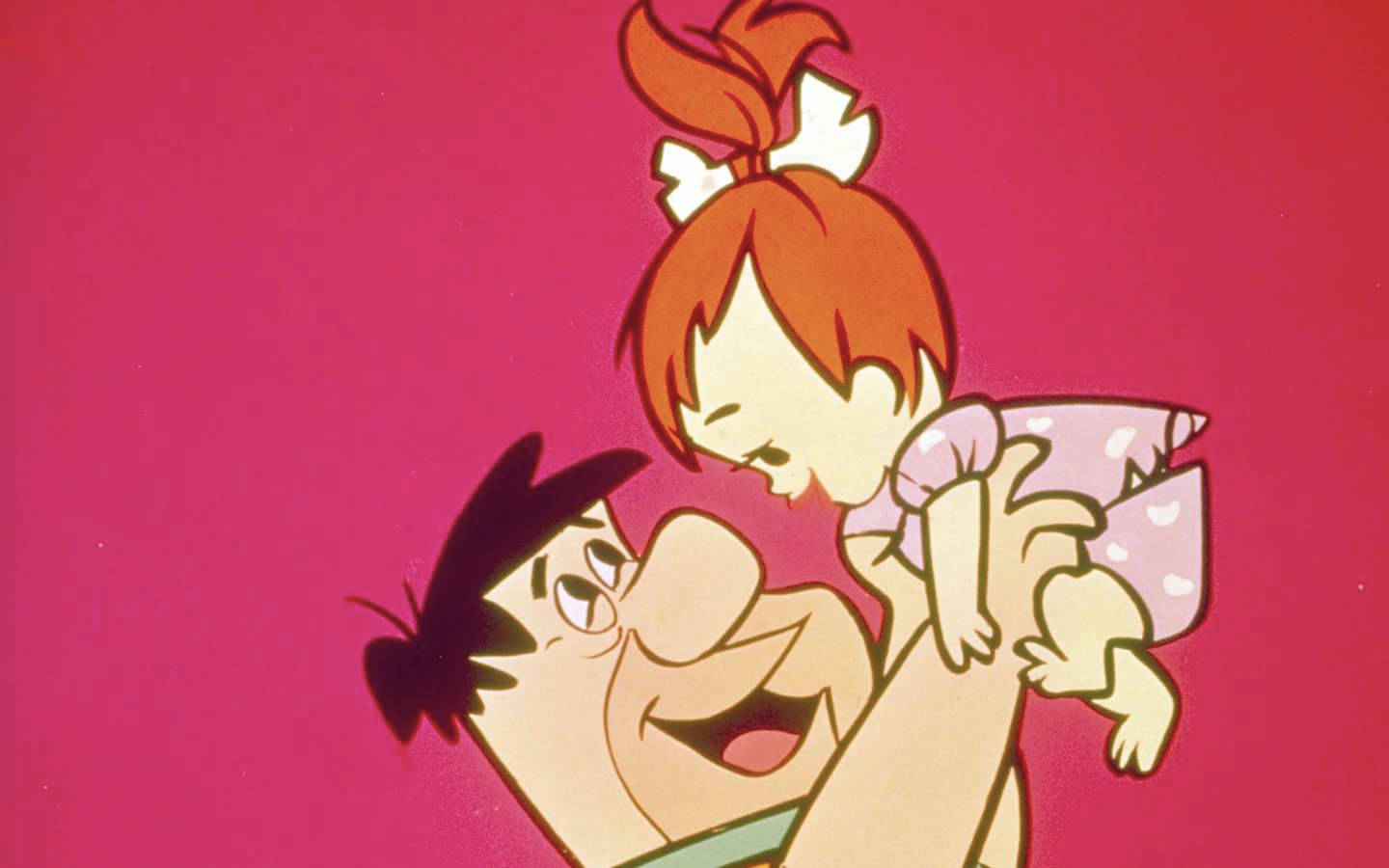 The Flintstones, cartoon dad, baby girl, HD Desktop Wallpaper