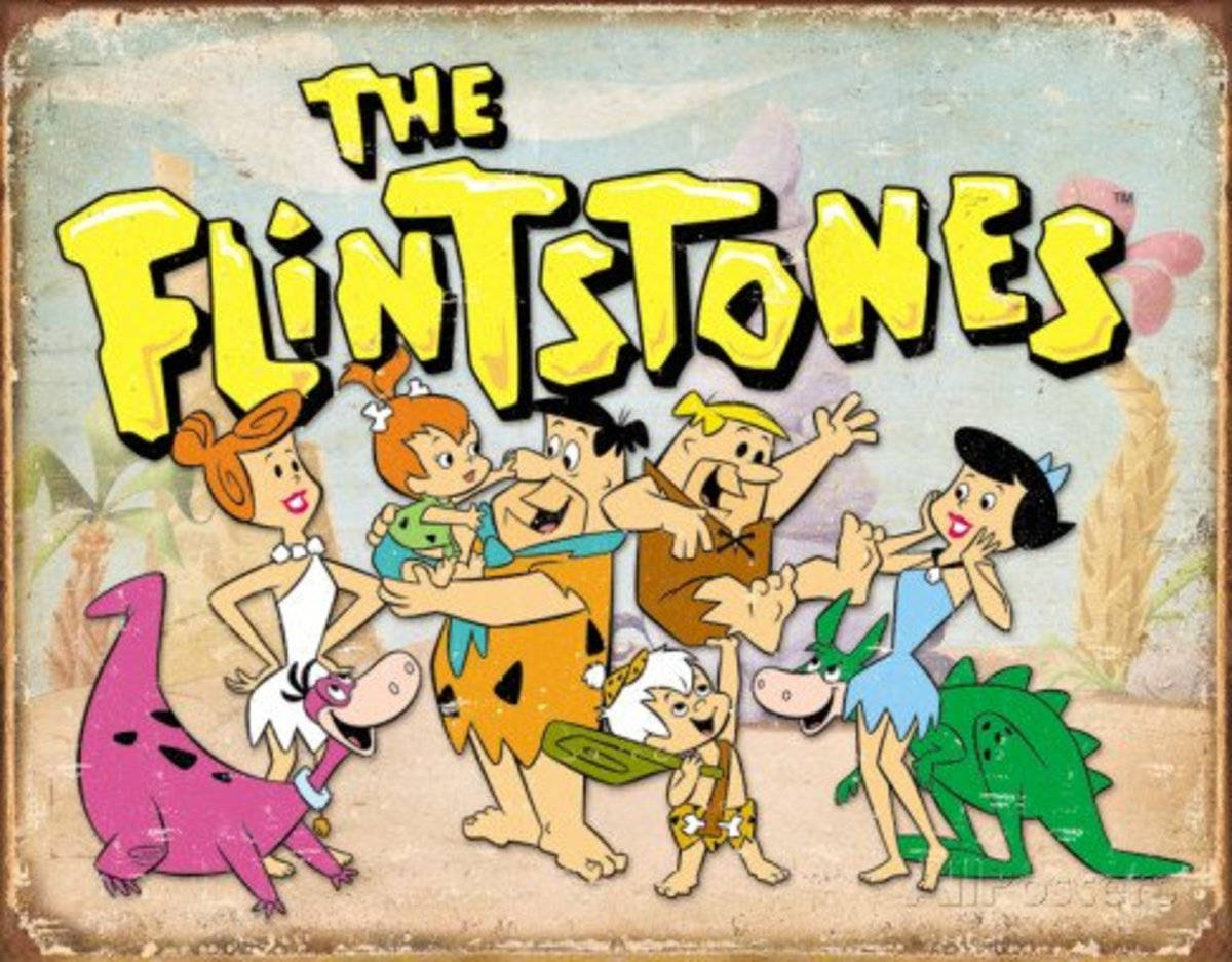 The Flintstones, rustic, vintage weathered sign, SD Desktop Wallpaper