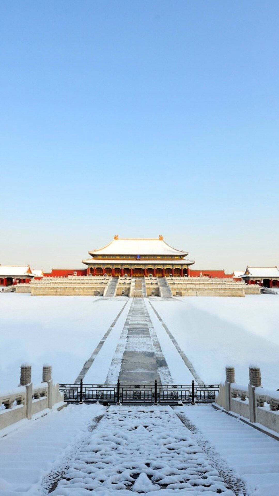 Forbidden City, winter, red walls, Full HD Phone Wallpaper