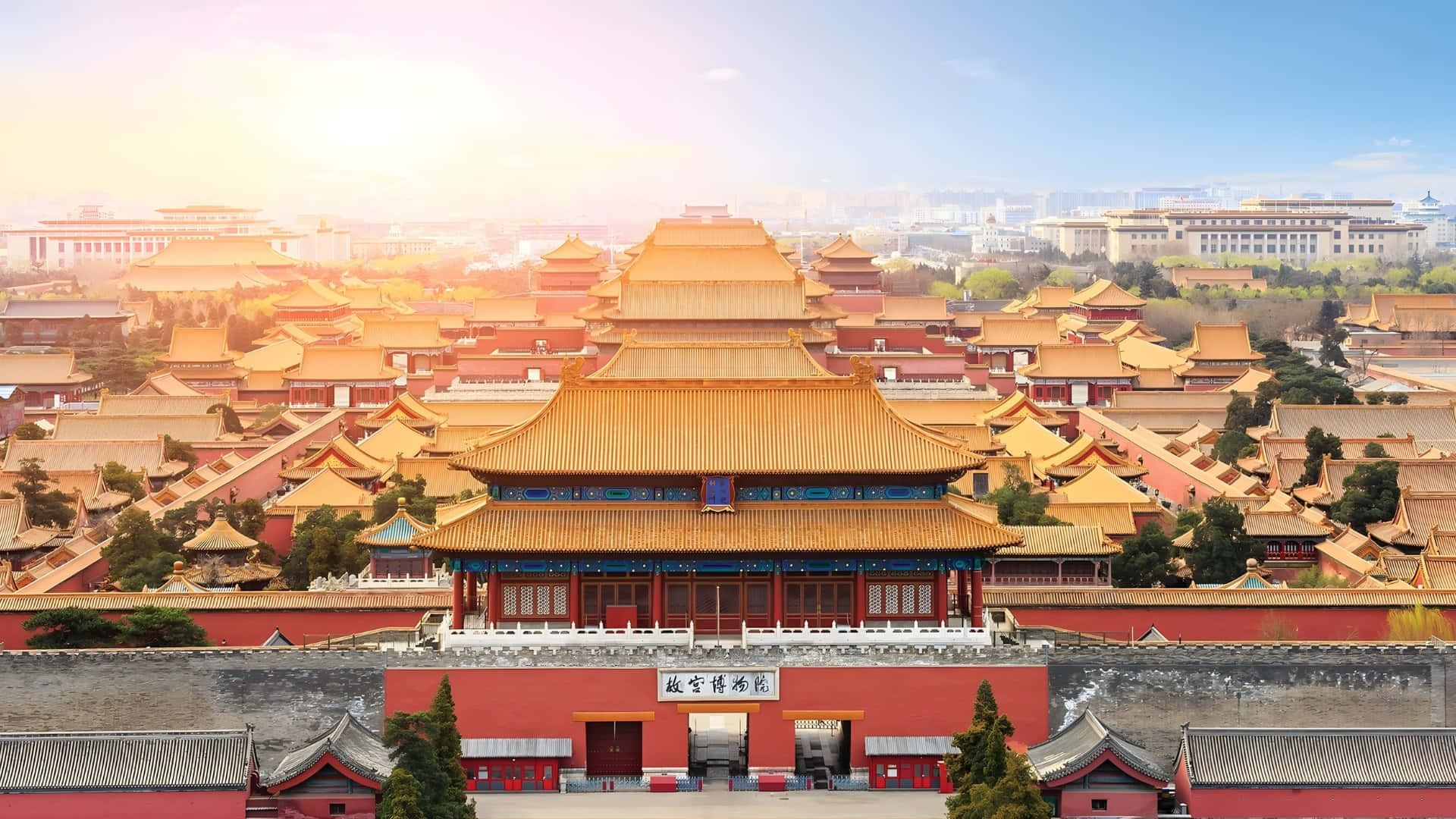 Forbidden City, ancient Chinese palace, traditional Chinese rooftops, Full HD Desktop Wallpaper