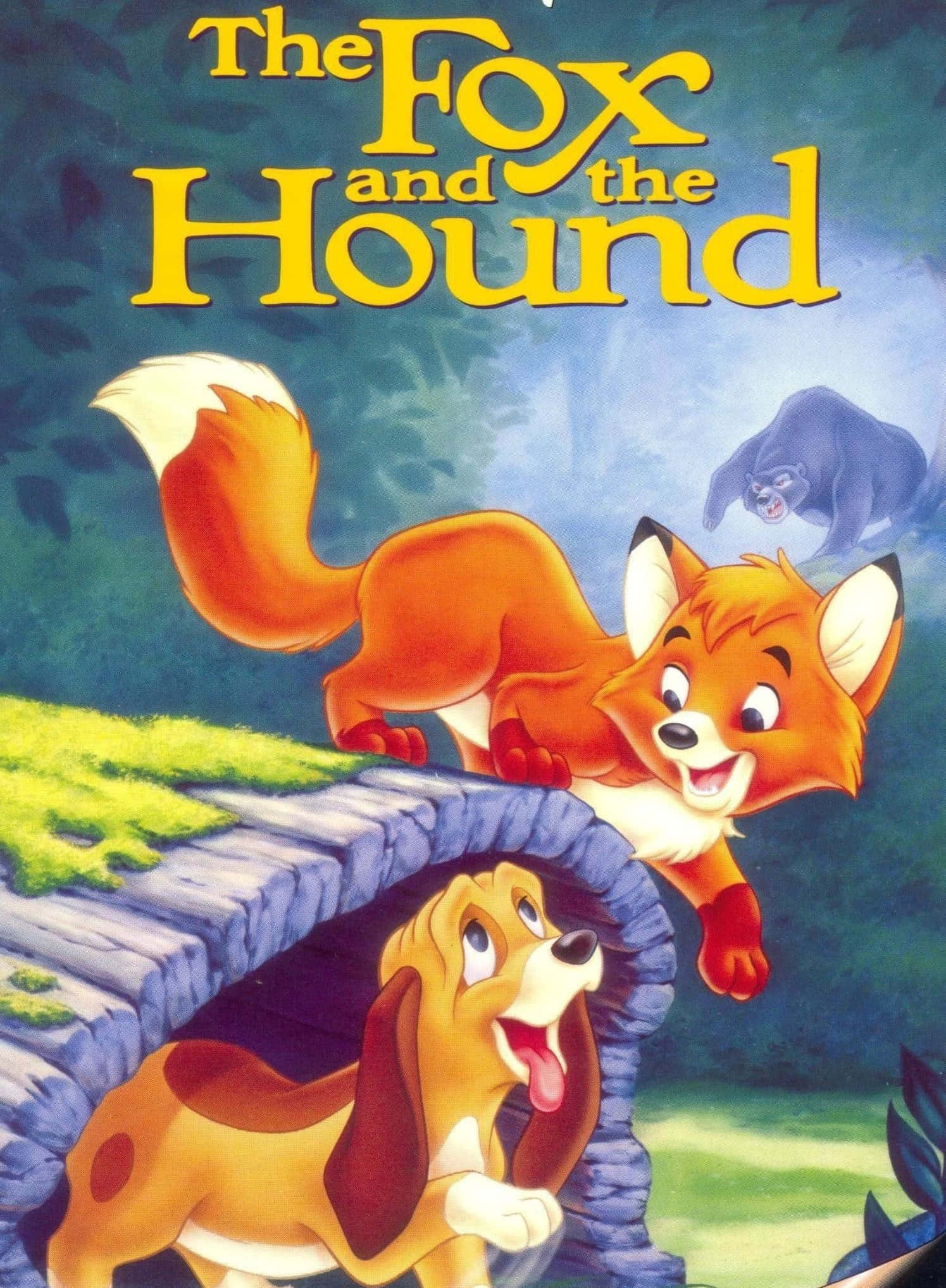 The fox and the hound, orange fox, happy hound dog, Full HD Phone Wallpaper