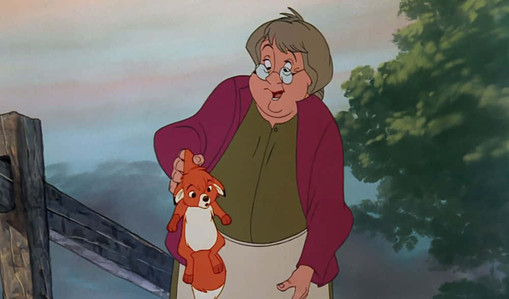 The Fox and the Hound, fox pup, elderly woman with glasses, SD Desktop Wallpaper