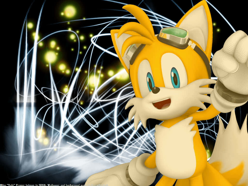 two-tailed fox, goggles, black background, SD Desktop Wallpaper