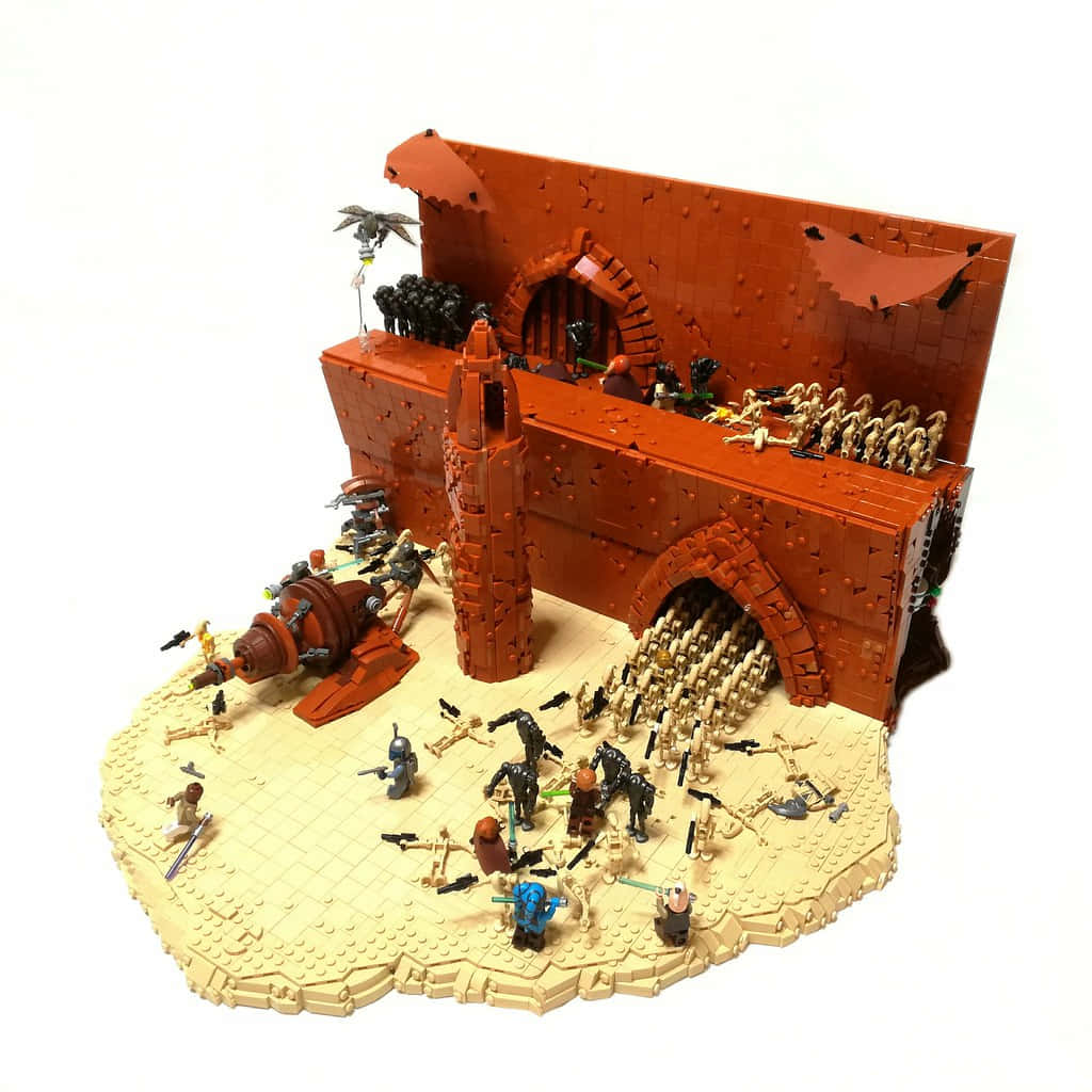 The Geonosian Arena, LEGO diorama, minifigures, SD Desktop Wallpaper