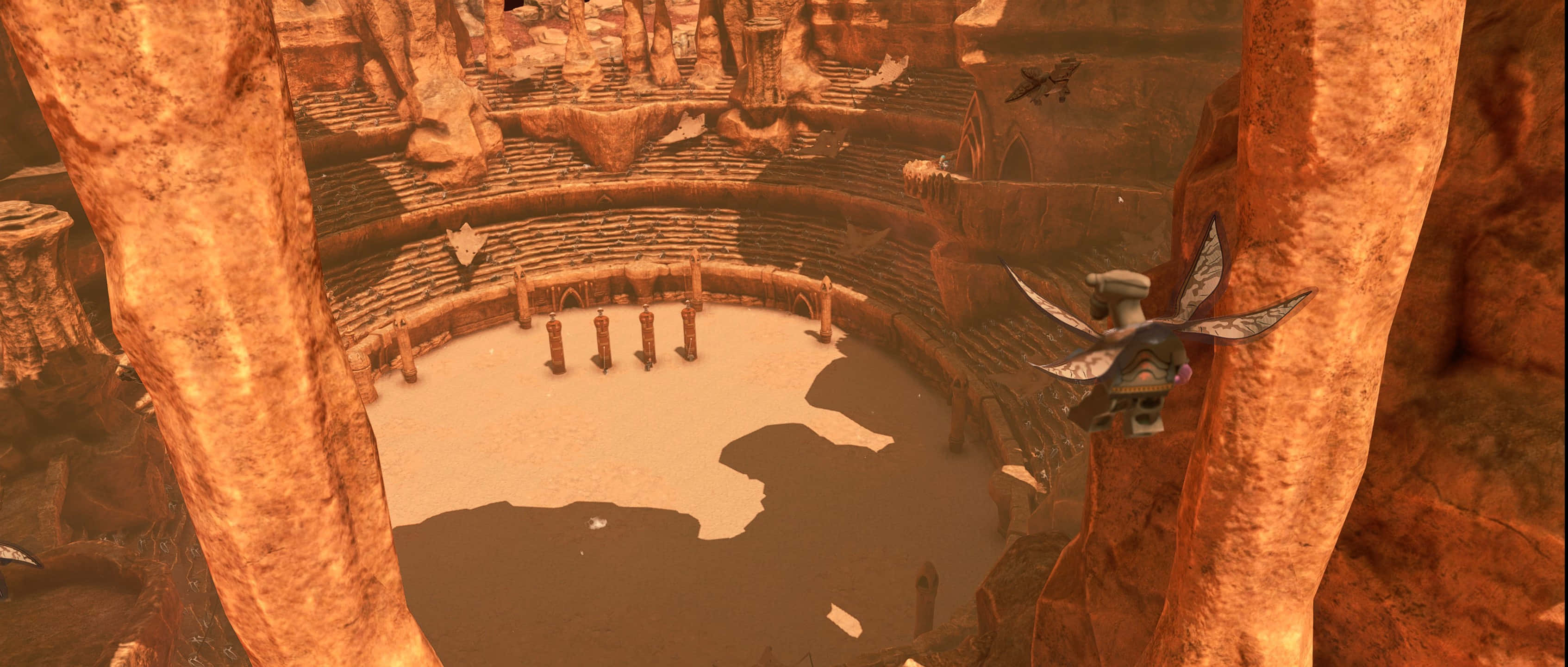 The Geonosian Arena, orange rock, dragonfly-like creature, 2K Desktop Wallpaper