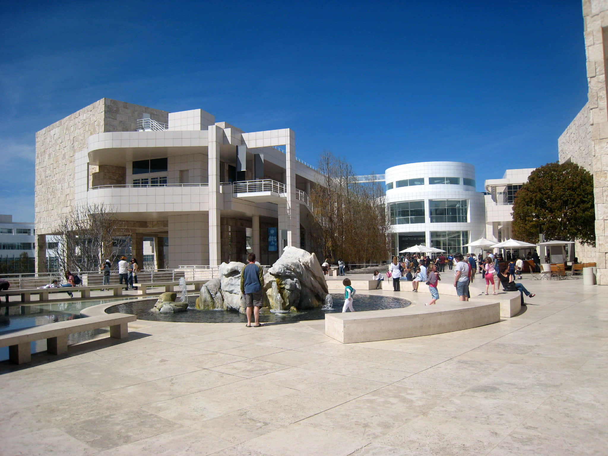 Getty Center, sunny day, courtyard, Full HD Desktop Wallpaper