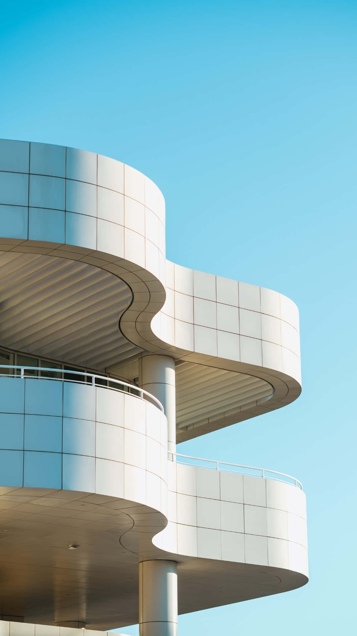 Getty Center, architectural curves, sleek white spiral architecture, Full HD Phone Wallpaper