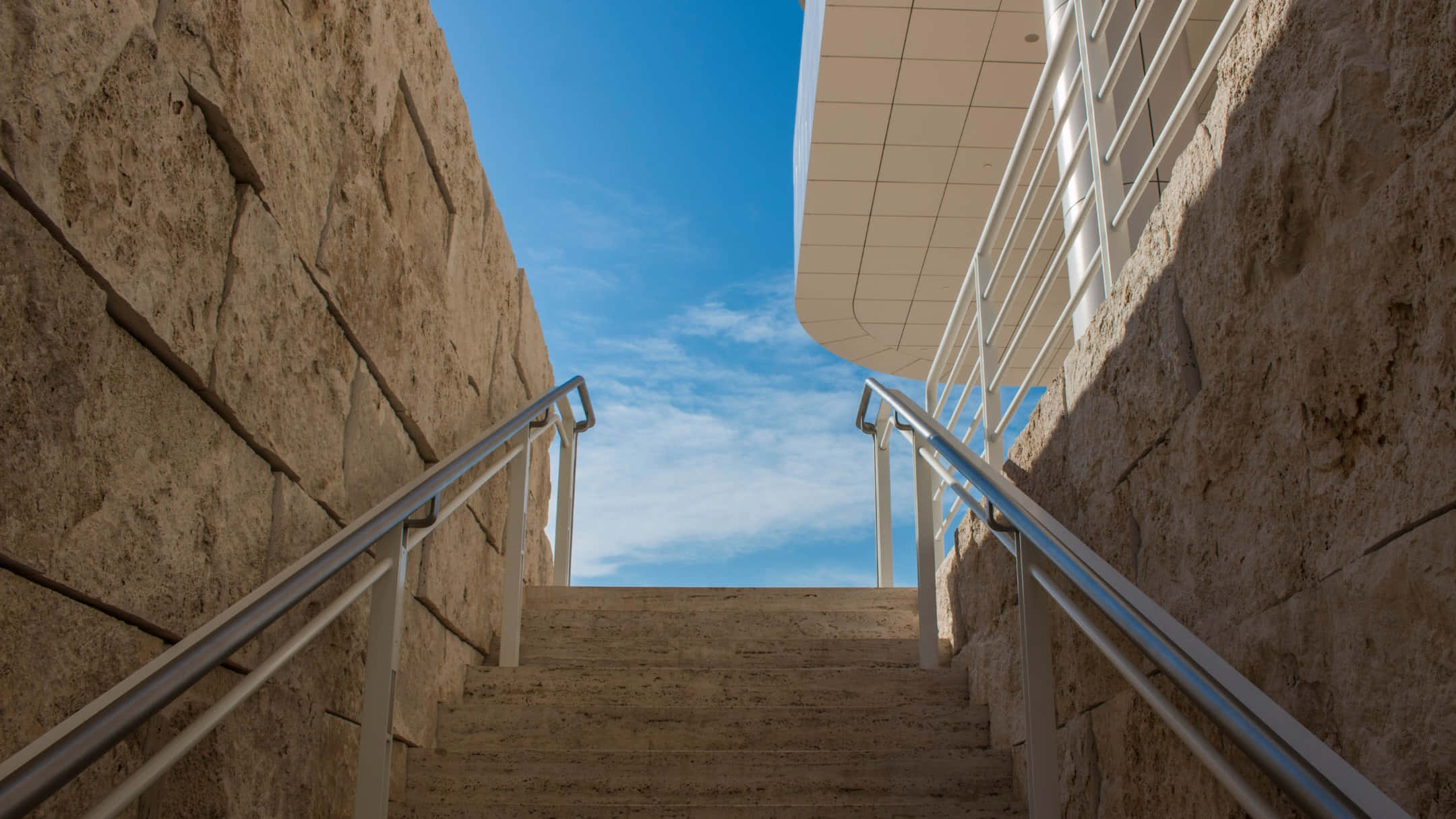 Getty Center, staircase, stone stairs, Full HD Desktop Wallpaper
