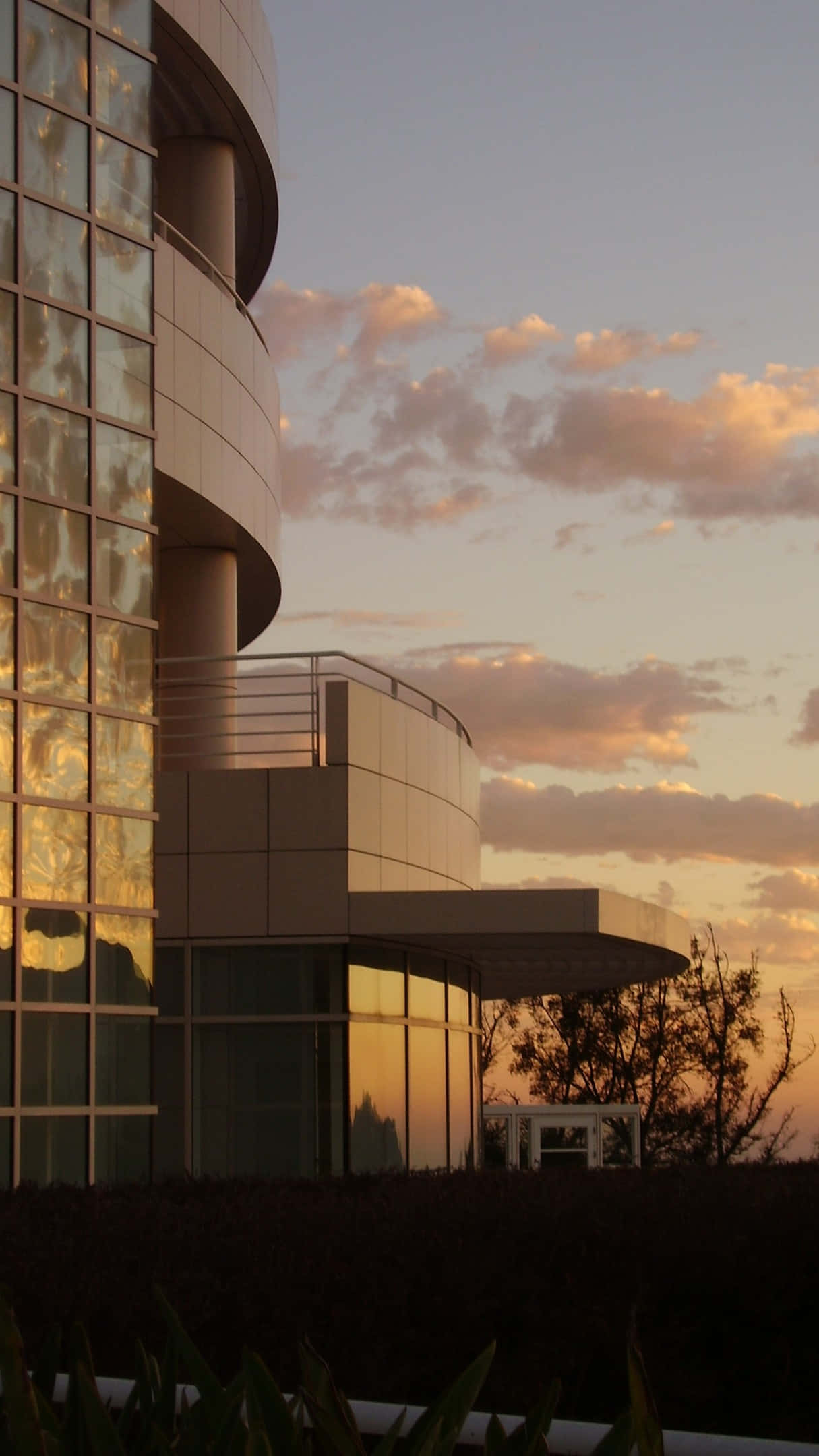 Getty Center, sunset, golden sunset clouds, Full HD Phone Wallpaper