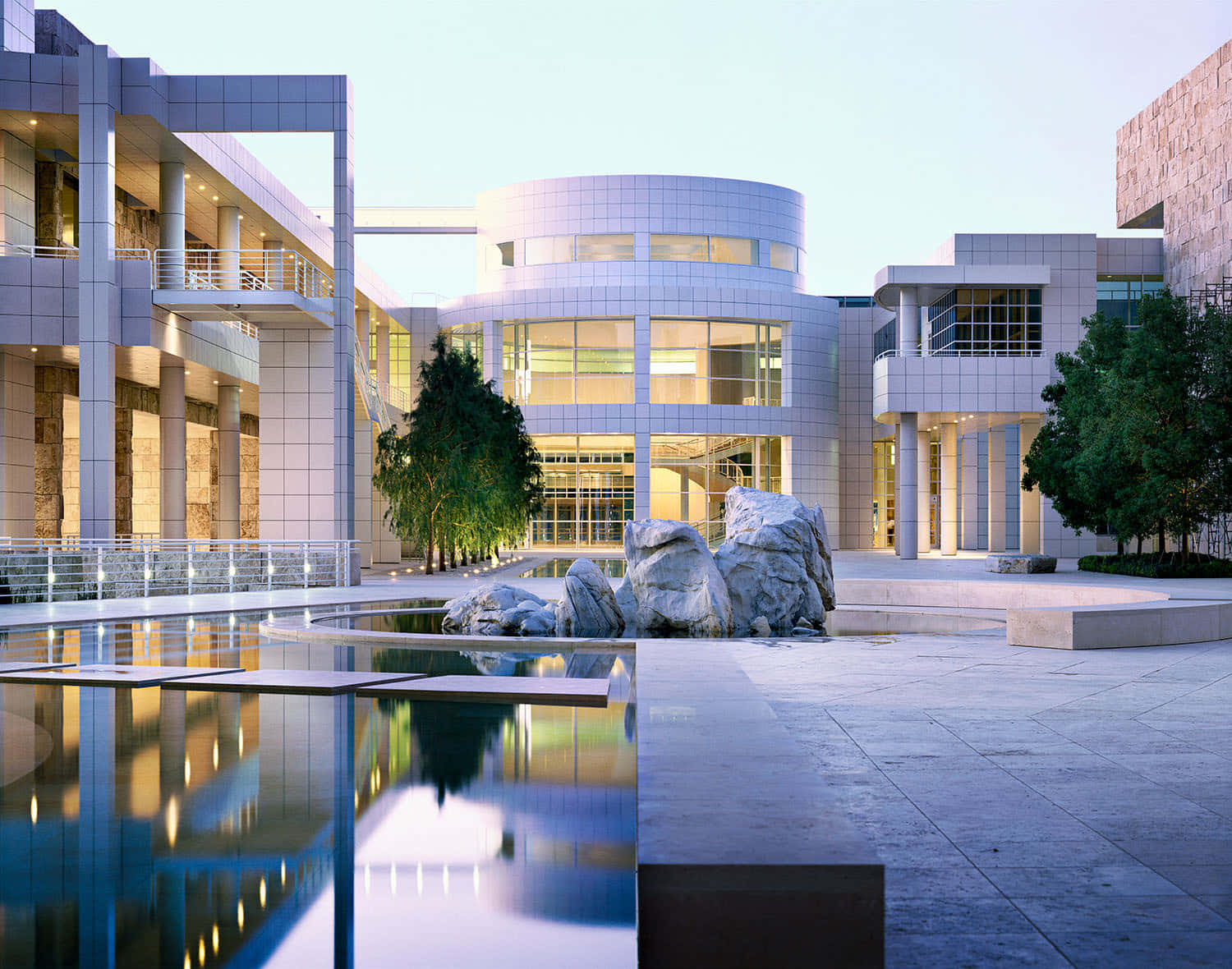 Getty Center, architecture, dusk, HD Desktop Wallpaper