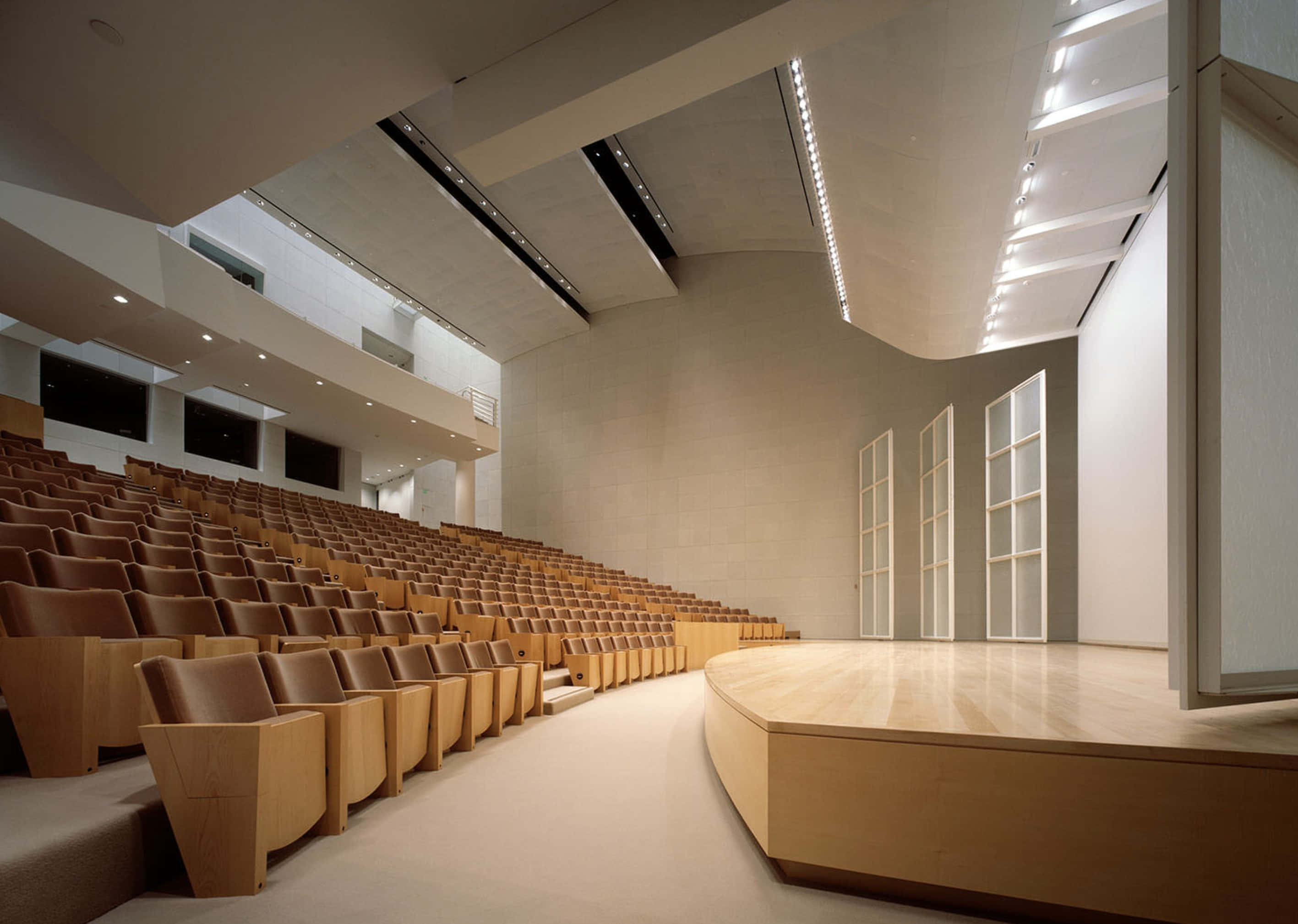 Getty Center, auditorium, interior, 2K Desktop Wallpaper