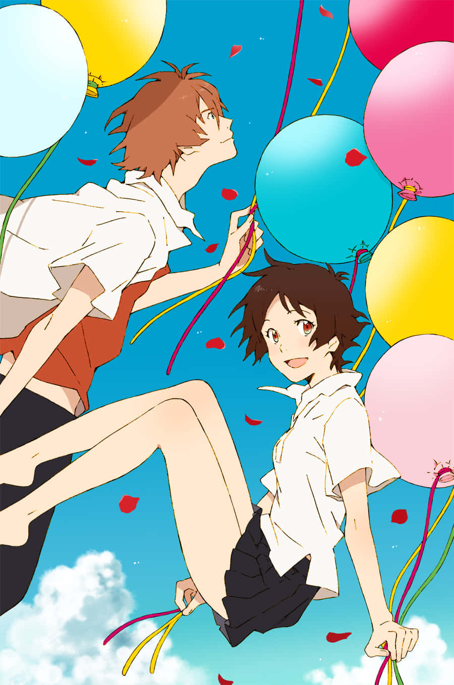 The Girl Who Leapt Through Time, anime teens, colorful balloons, HD Phone Wallpaper