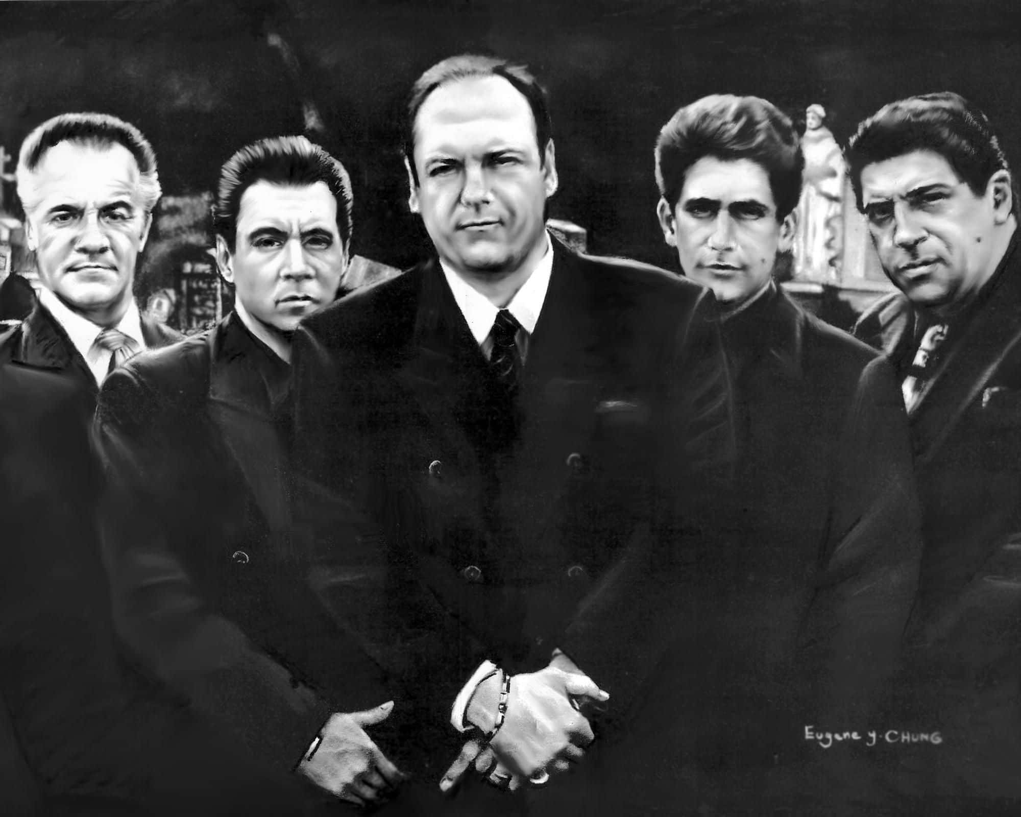 The Godfather, black and white portrait, suits, Full HD Desktop Wallpaper