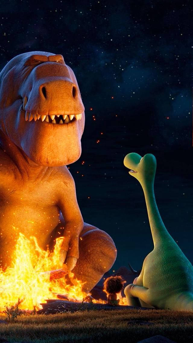 The Good Dinosaur, campfire, starry night sky, SD Phone Wallpaper