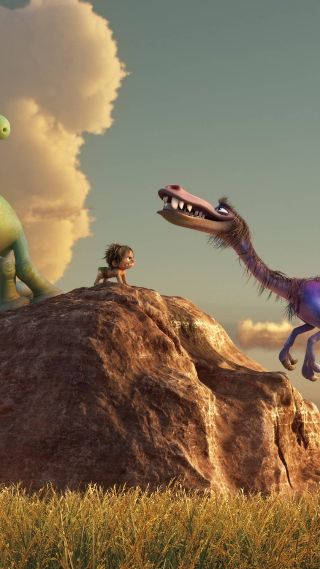 The Good Dinosaur, velociraptor, sunlit rock, Full HD Phone Wallpaper