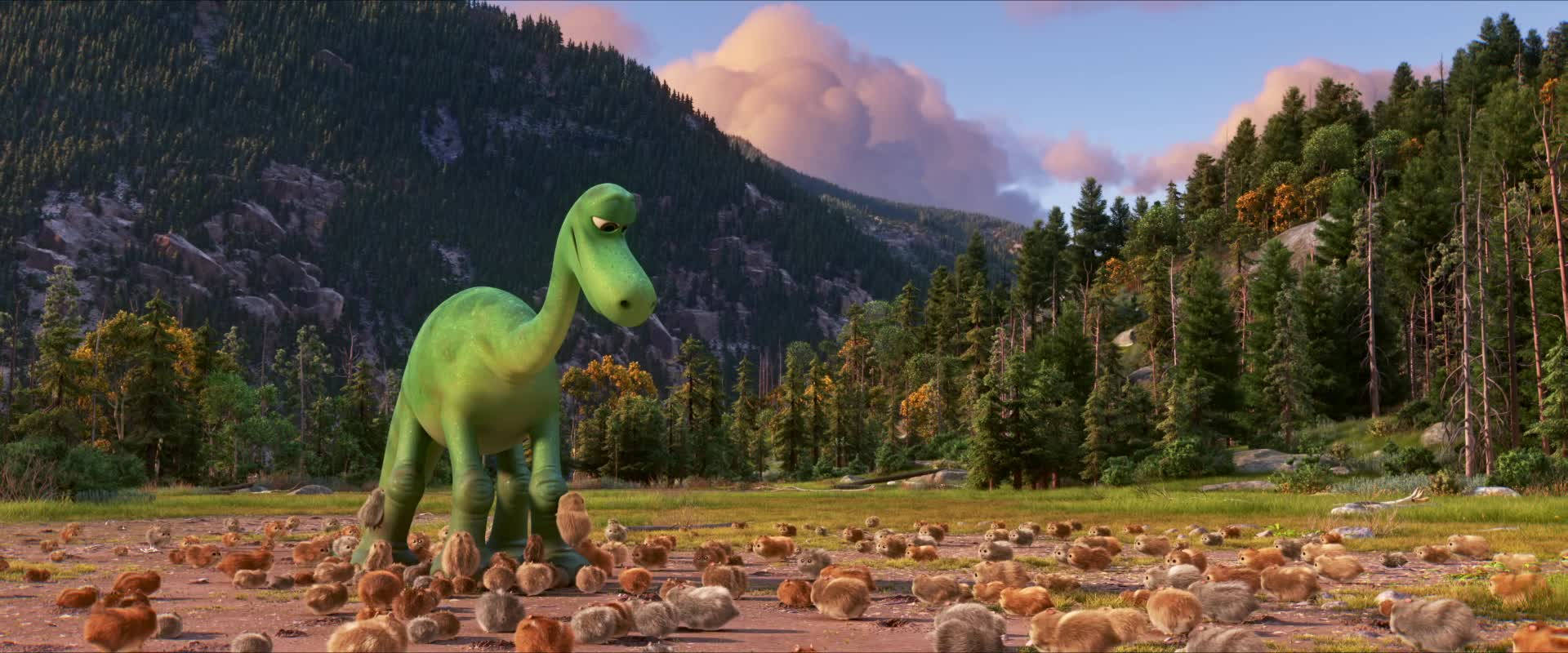 The Good Dinosaur, squirrels, green animated dinosaur, Full HD Desktop Wallpaper