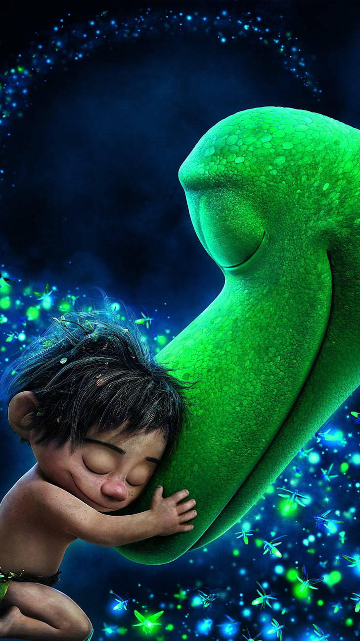 The Good Dinosaur, green alien, glowing fireflies, HD Phone Wallpaper