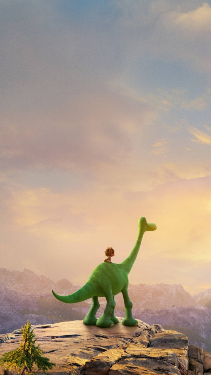 The Good Dinosaur, sunset, green dinosaur, HD Phone Wallpaper