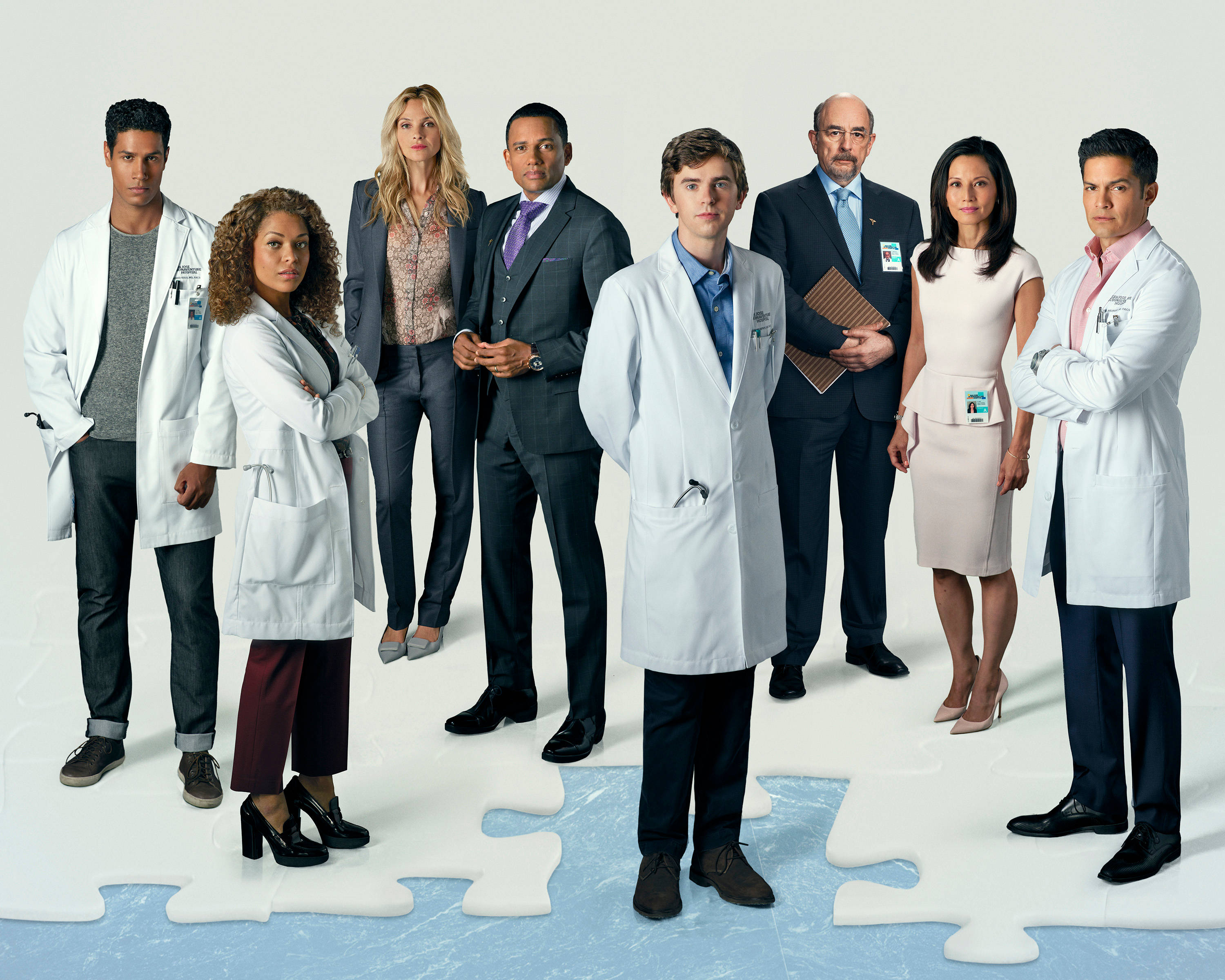 The Good Doctor, cast, white coats, 2K Desktop Wallpaper
